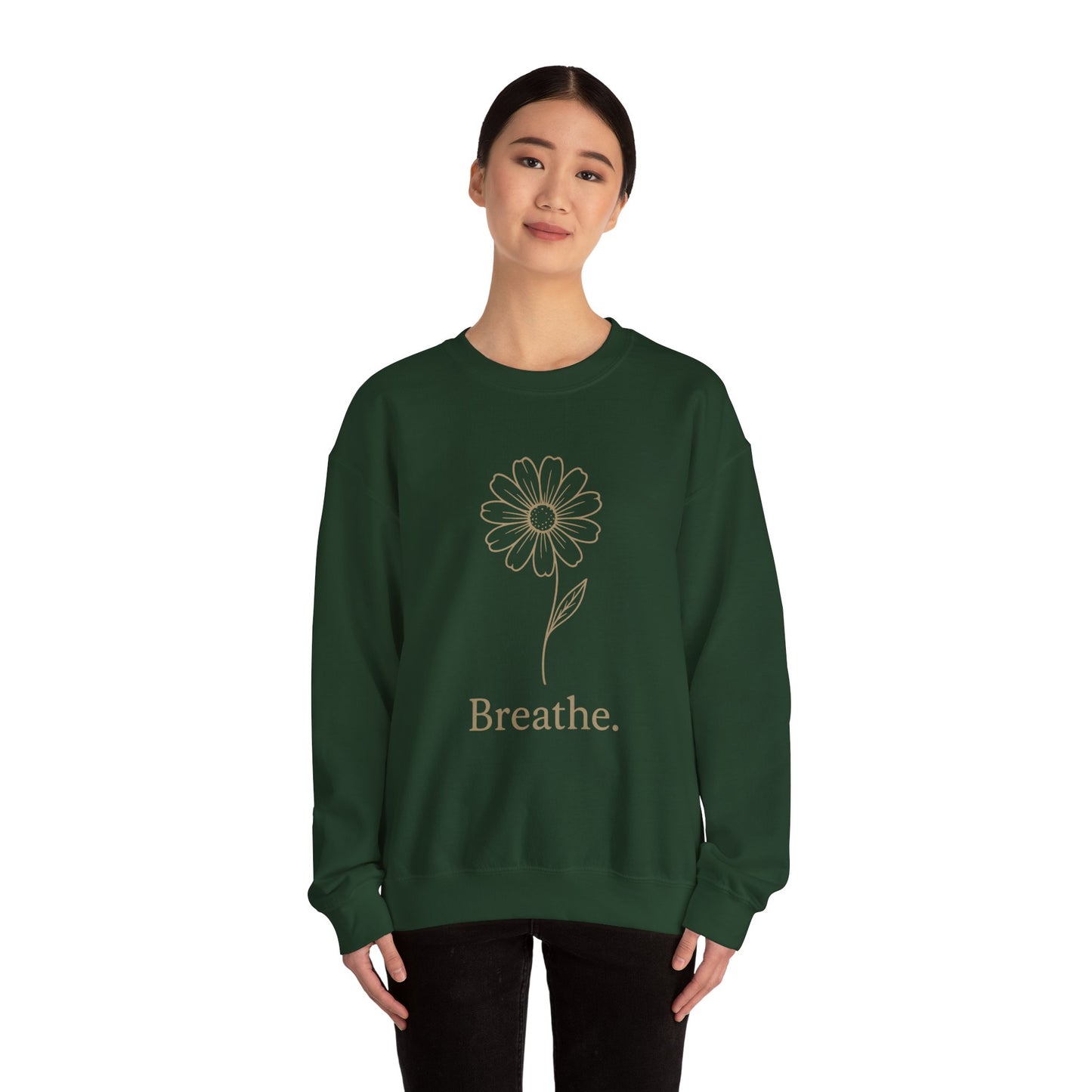 Breathe Floral Relaxed Fit Inspirational Crewneck Sweatshirt