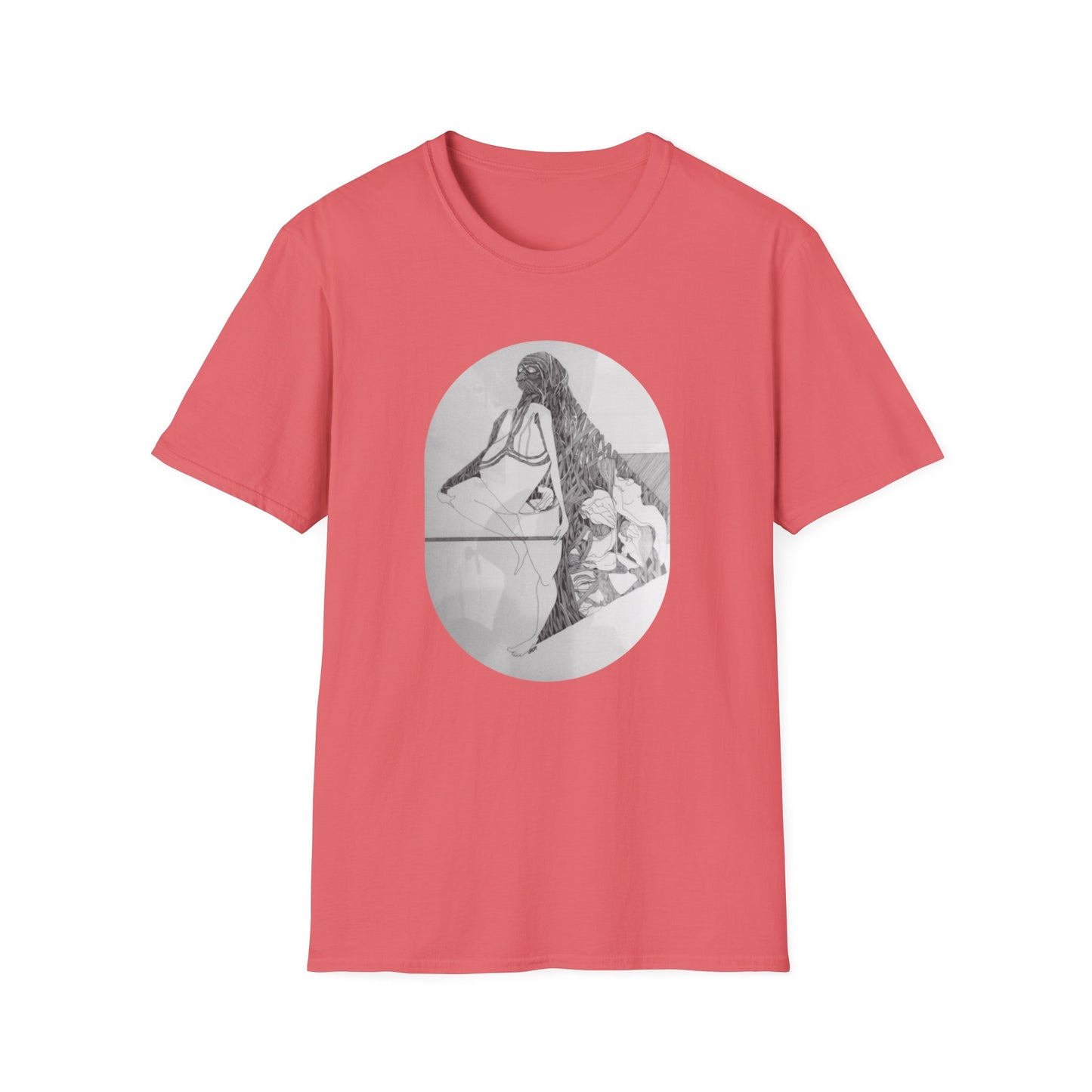 Creative and Whimsical 1960s Pen and Ink Art Tee- "Runes of Regret"
