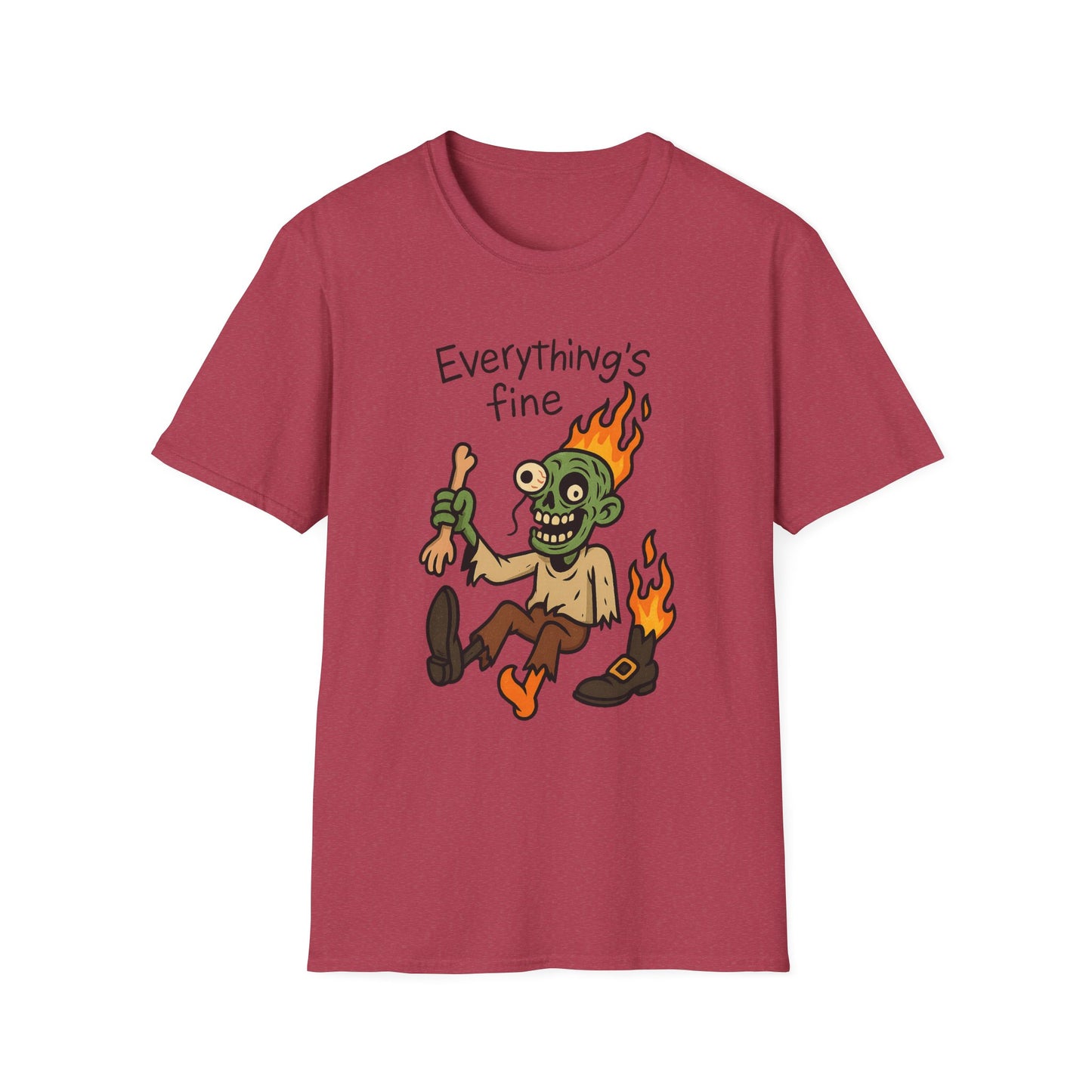 Humorous Halloween Ghoul Graphic Tee Shirt - "Everything's Fine", when it's not