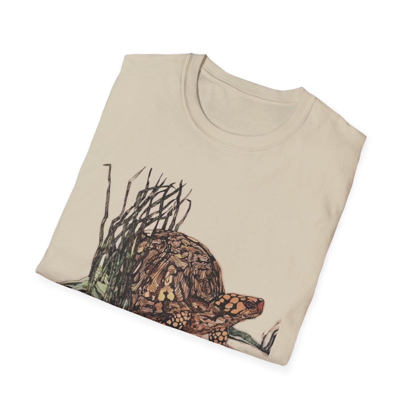 Custom Pen and Ink Artwork, Nature Scene Tee-Shirt - "Turtle Run"