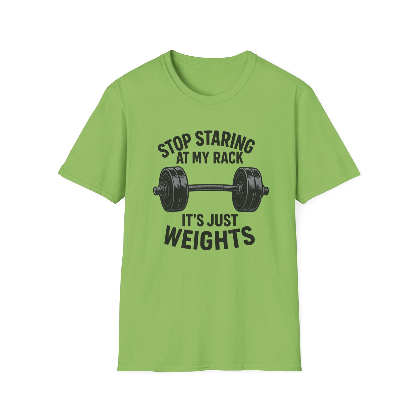 Grit Forge Athletics - "Stop Staring at My Rack" Women's Softstyle Tee-Shirt for Gym Lovers