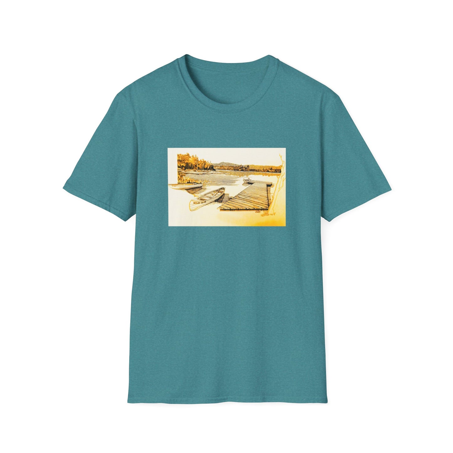 Vintage 1960s Art Tee Shirt - "Adirondack Wooded Fishing Club"