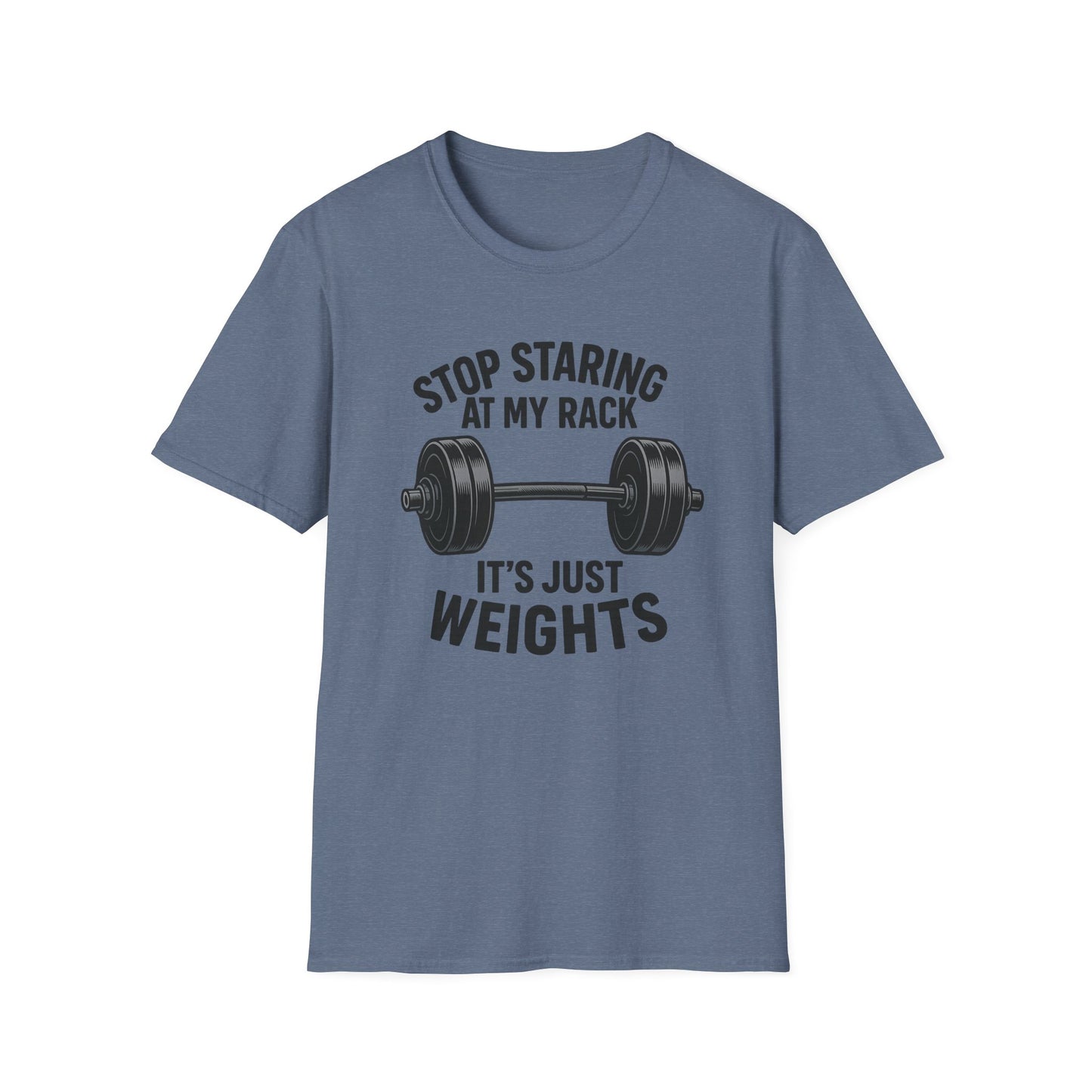 Grit Forge Athletics - "Stop Staring at My Rack" Women's Softstyle Tee-Shirt for Gym Lovers