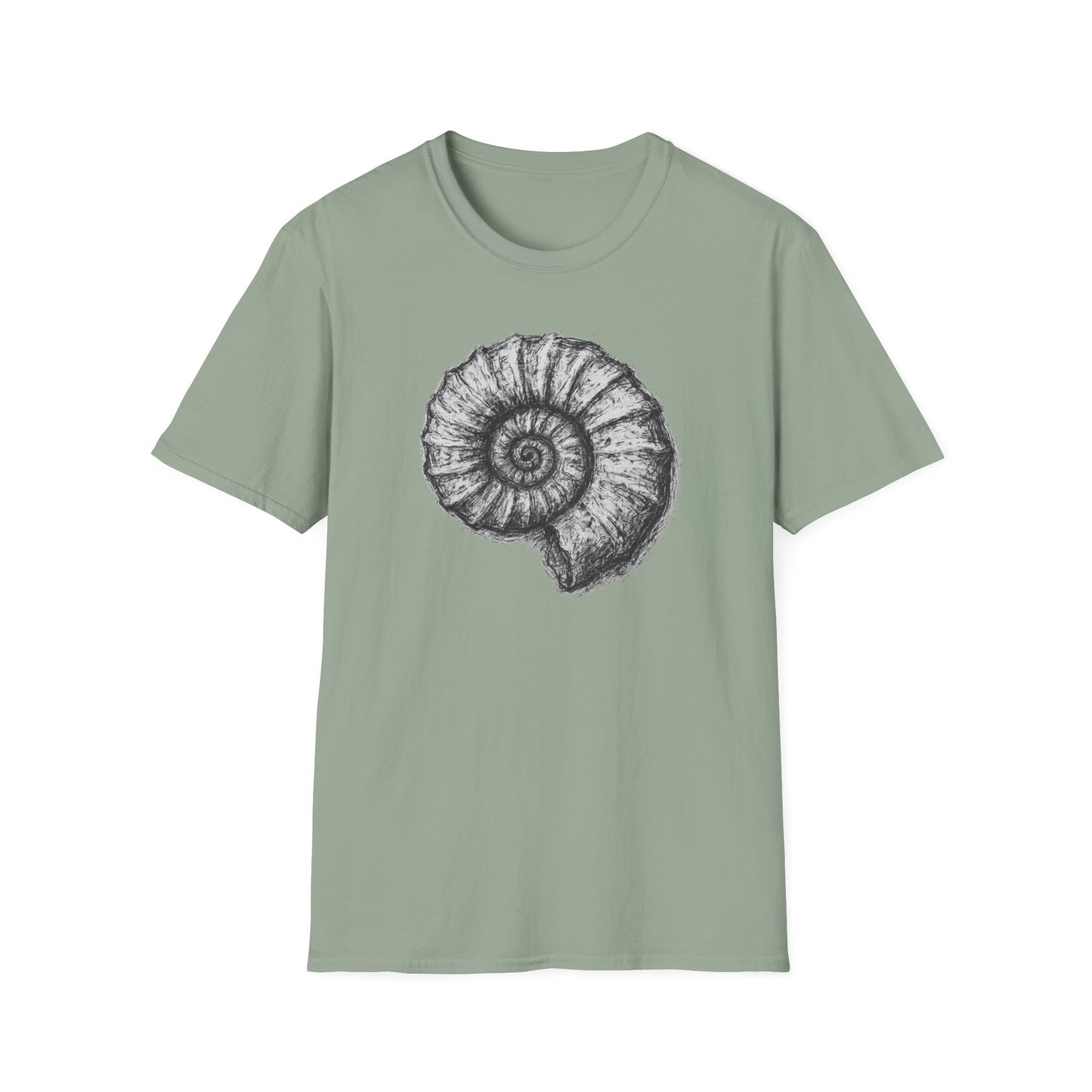 Ammonite Fossil-Inspired Graphic Tee-Shirt