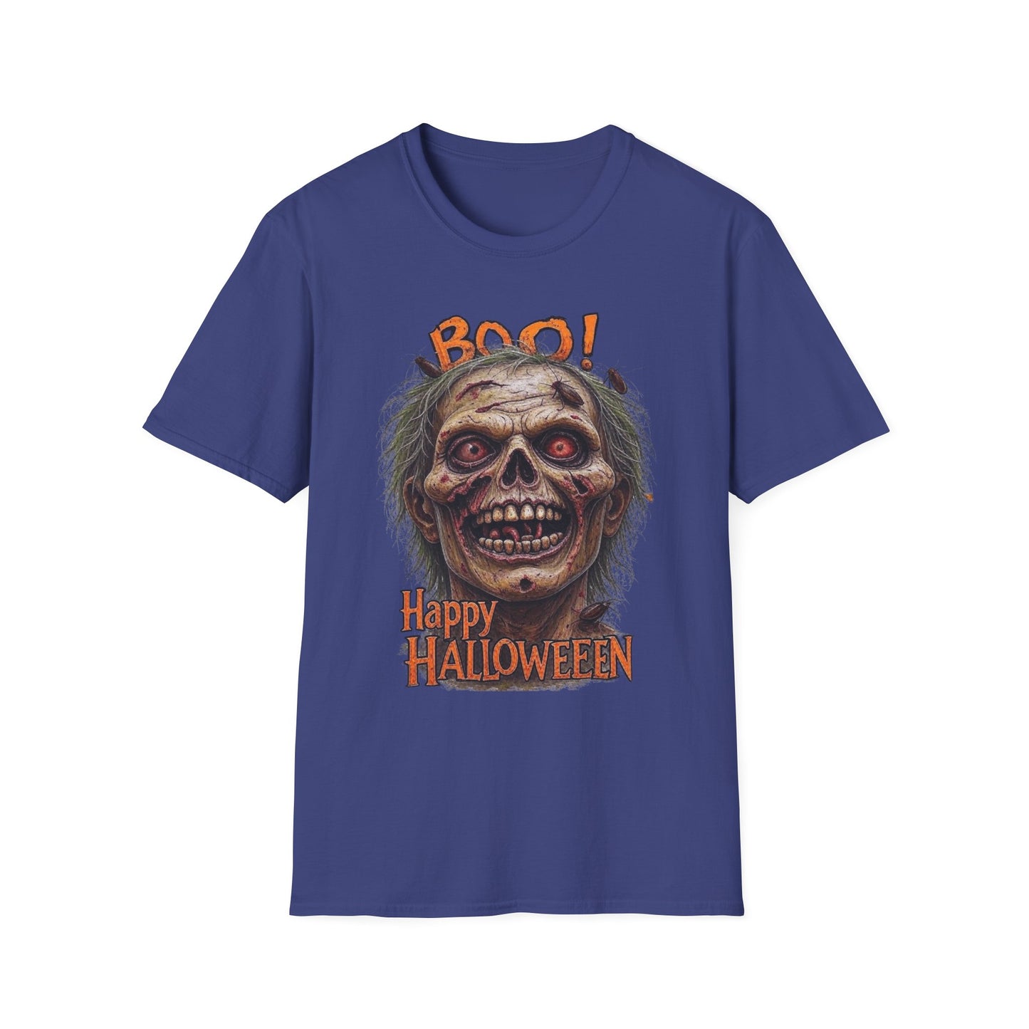 Halloween Desiccated Zombie Skull Graphic Tee-Shirt