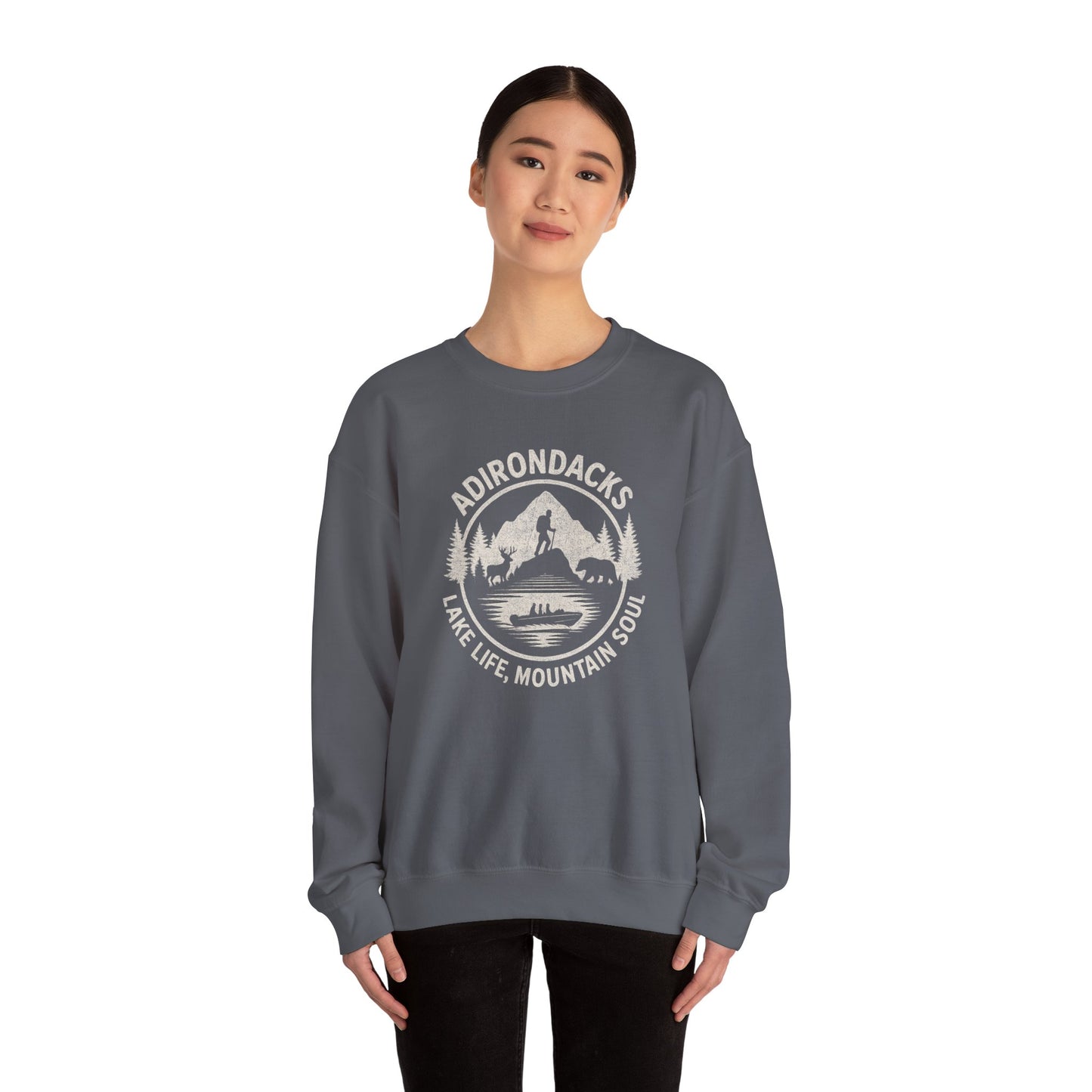 Cozy Adirondack Adventure Sweatshirt - "Lake Life, Mountain Soul"
