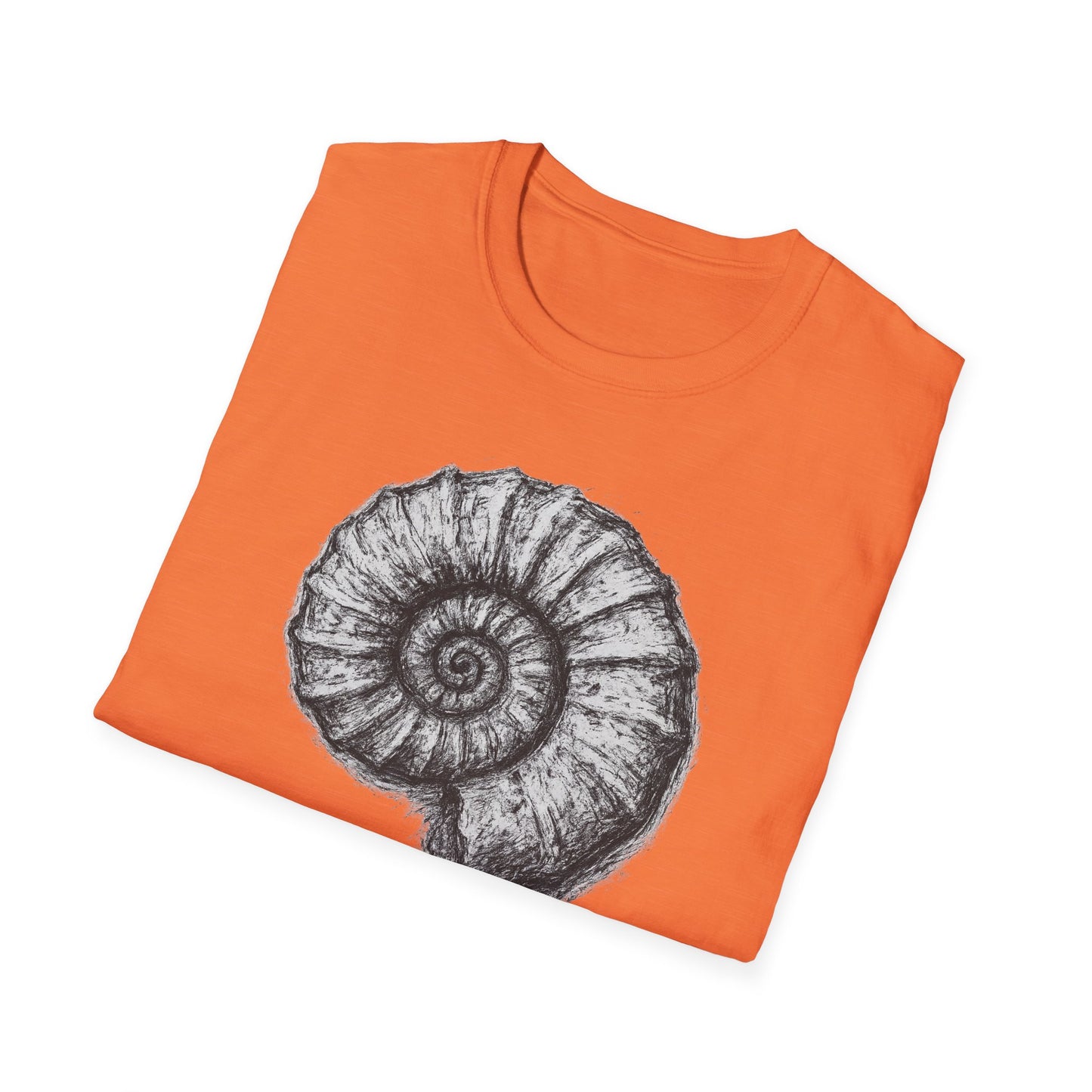 Ammonite Fossil-Inspired Graphic Tee-Shirt