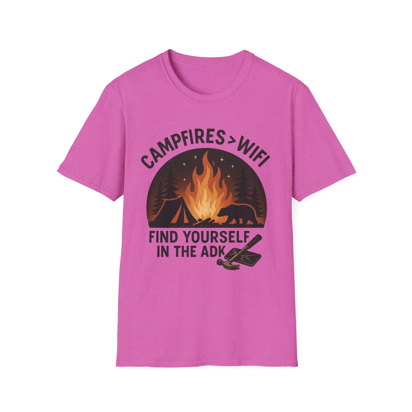 Campfire Over Wifi Vibes Graphic Tee-Shirt