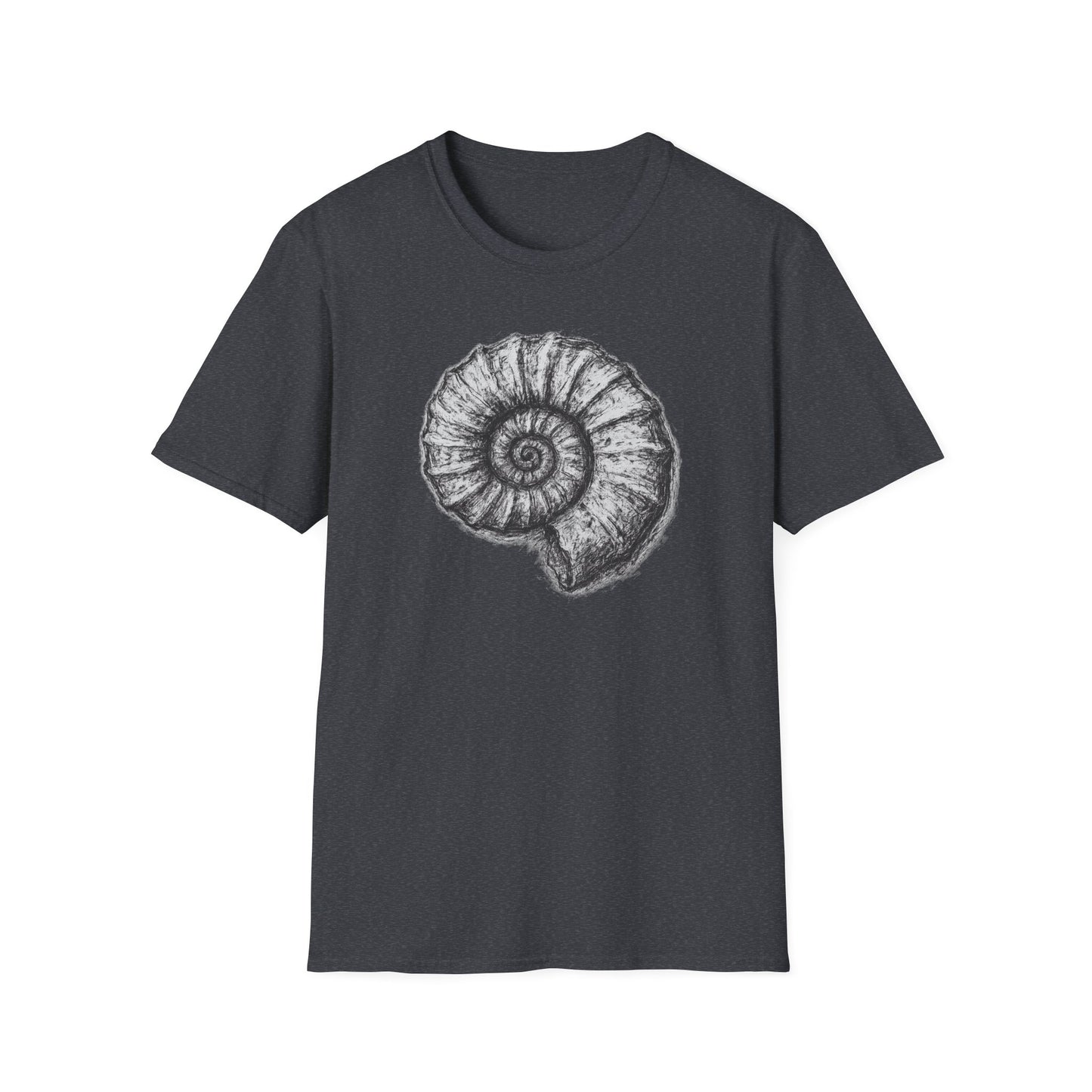 Ammonite Fossil-Inspired Graphic Tee-Shirt