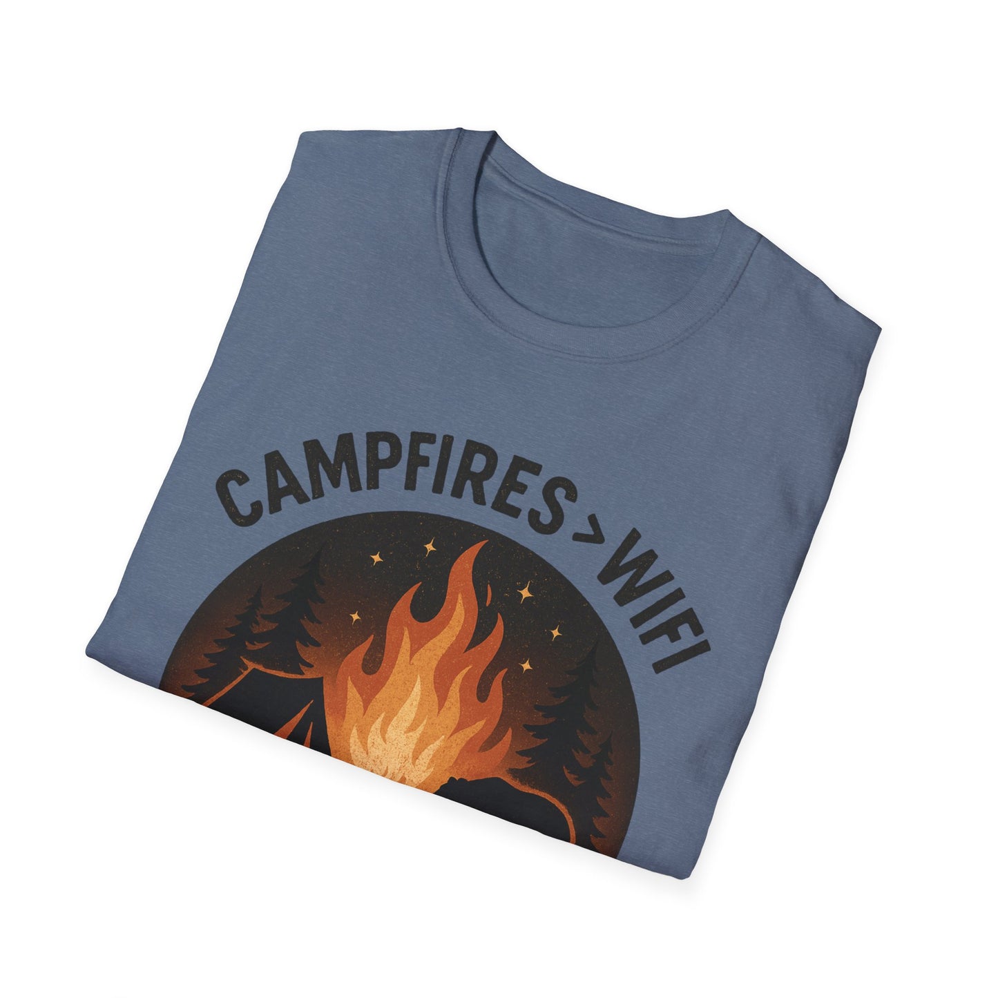 Campfire Over Wifi Vibes Graphic Tee-Shirt