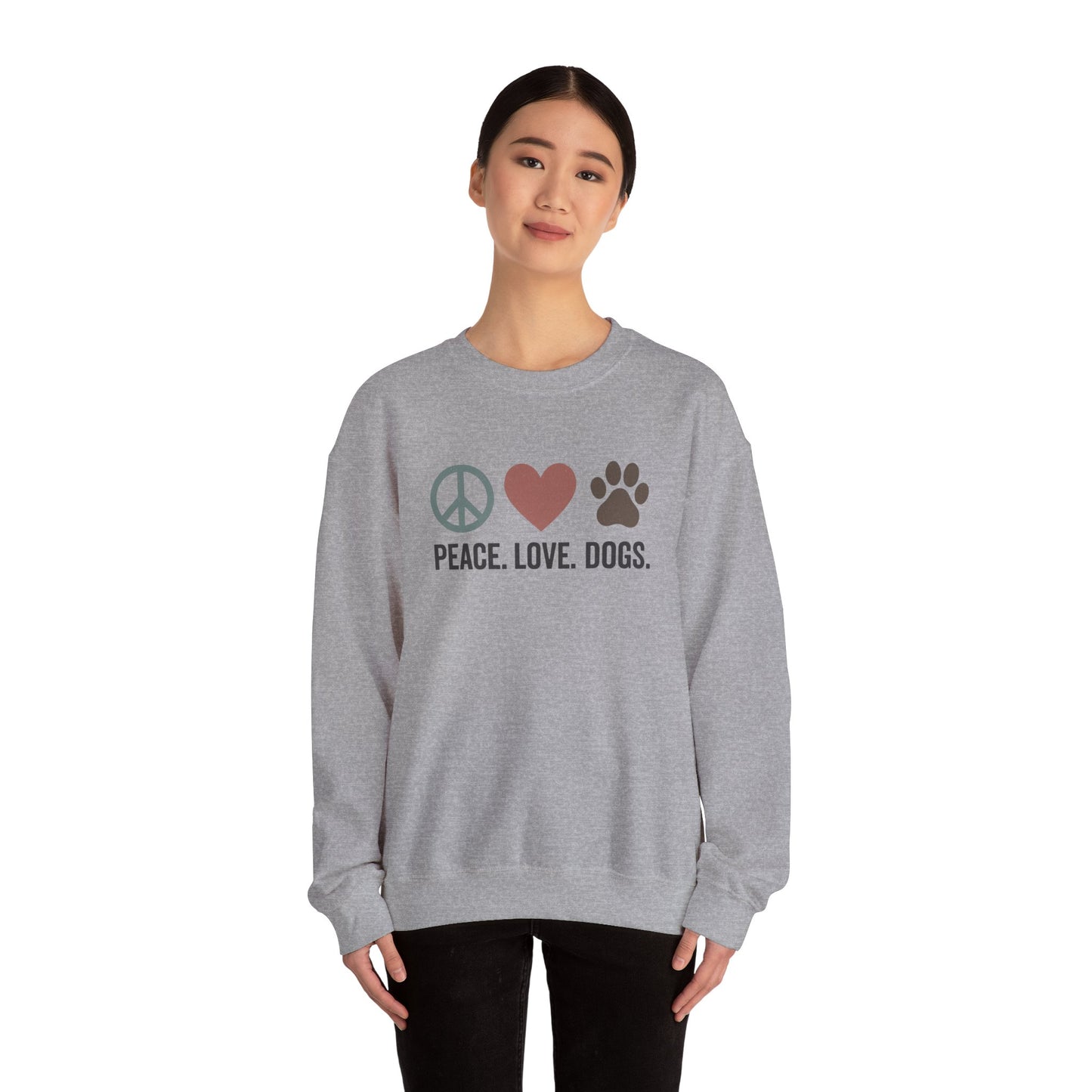 "Peace Love Dogs" Cozy Pet Lover's Crewneck Sweatshirt