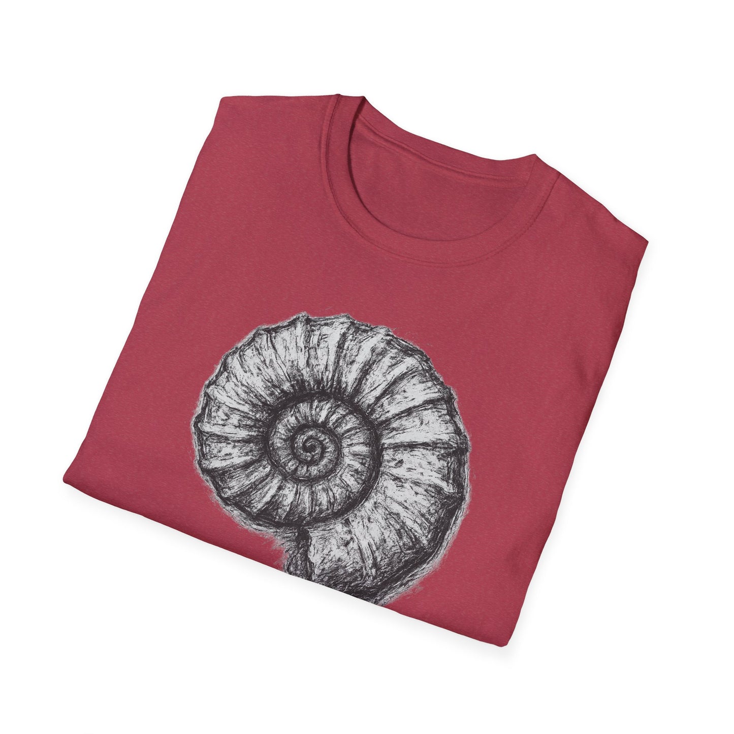 Ammonite Fossil-Inspired Graphic Tee-Shirt