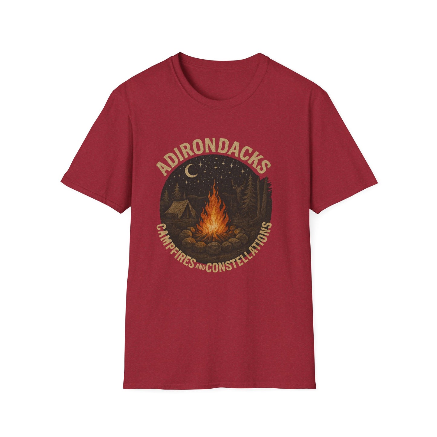 Adirondacks Outdoorsman Softstyle Tee-Shirt - "Campfires and Constellations"