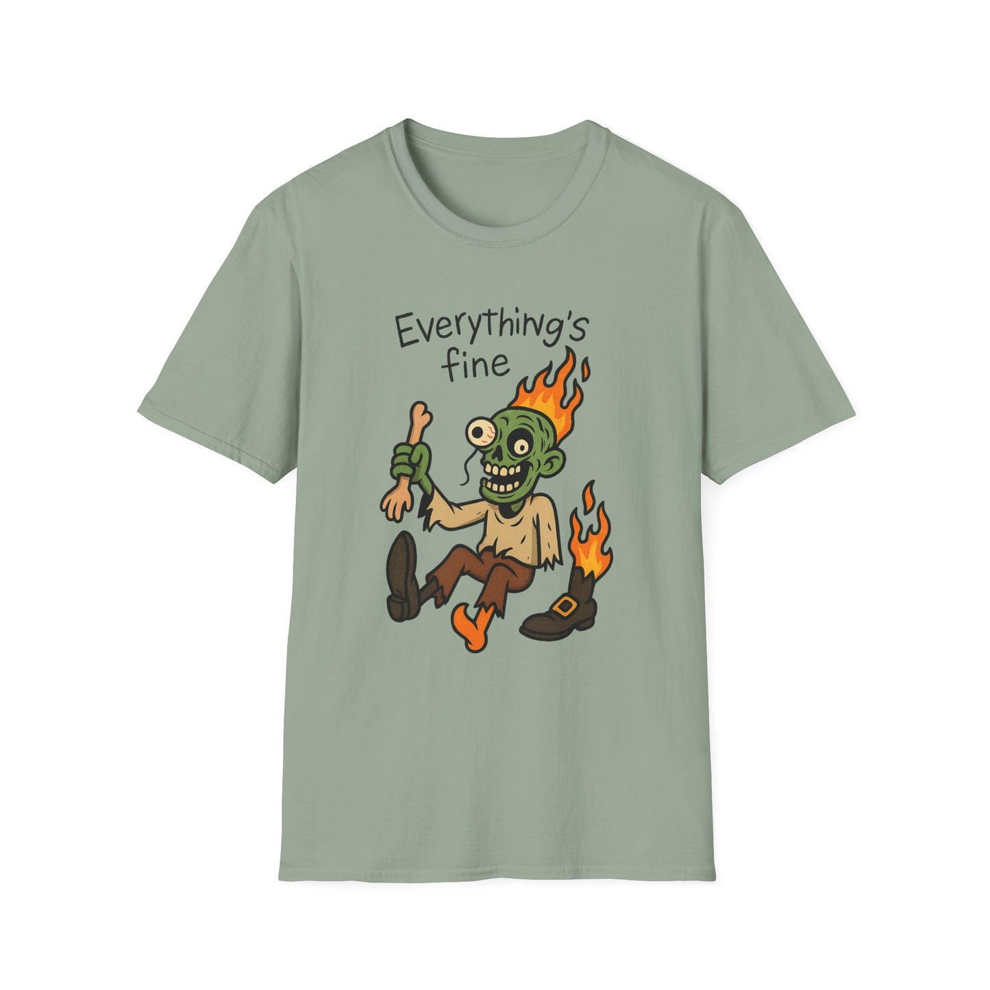 Humorous Halloween Ghoul Graphic Tee Shirt - "Everything's Fine", when it's not