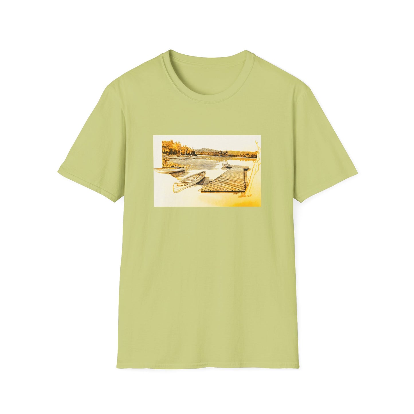 Vintage 1960s Art Tee Shirt - "Adirondack Wooded Fishing Club"