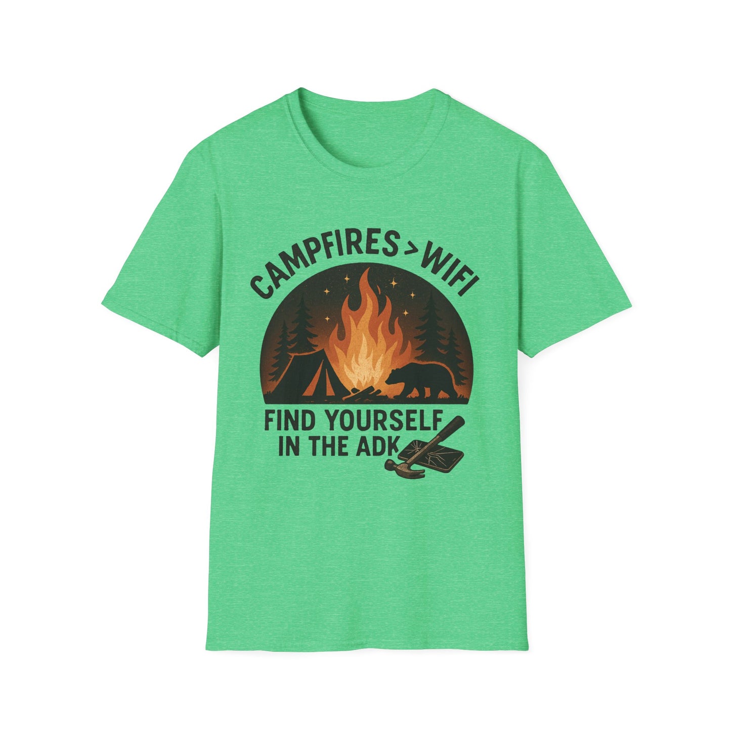 Campfire Over Wifi Vibes Graphic Tee-Shirt