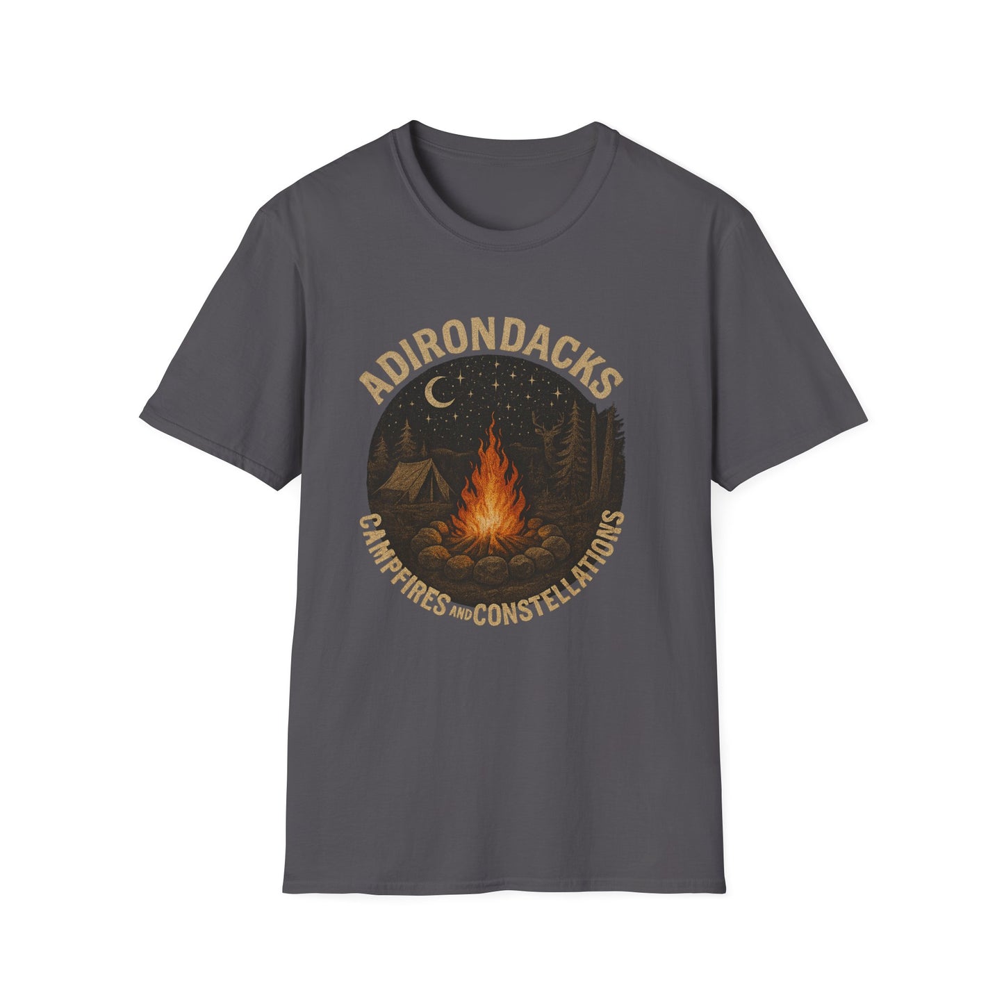 Adirondacks Outdoorsman Softstyle Tee-Shirt - "Campfires and Constellations"