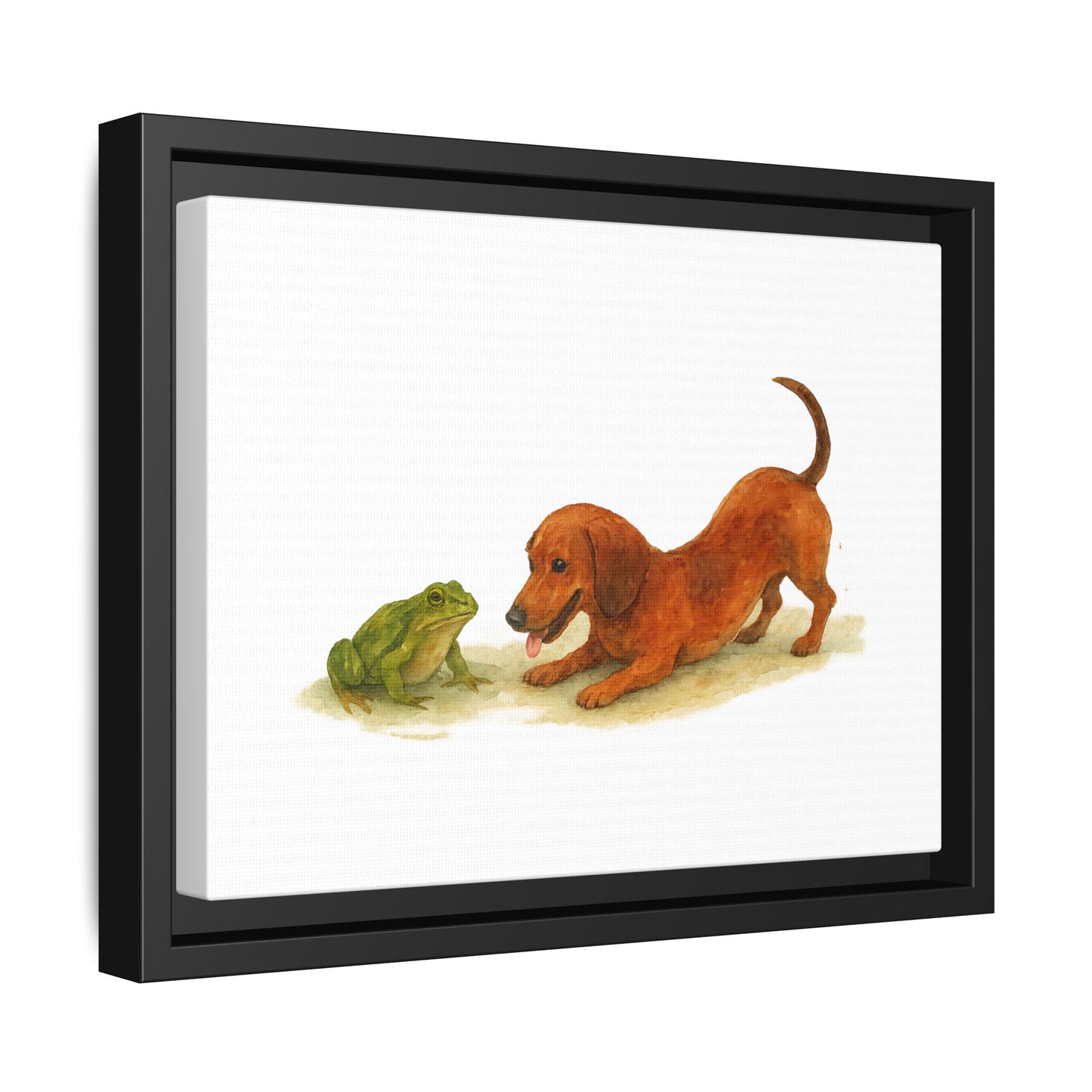 Framed Dog & Frog Art Print, Cute Wall Decor, Pet Lover's Gift, Animal Themed Home Art, Children's Room Decoration, Unique Gift Idea