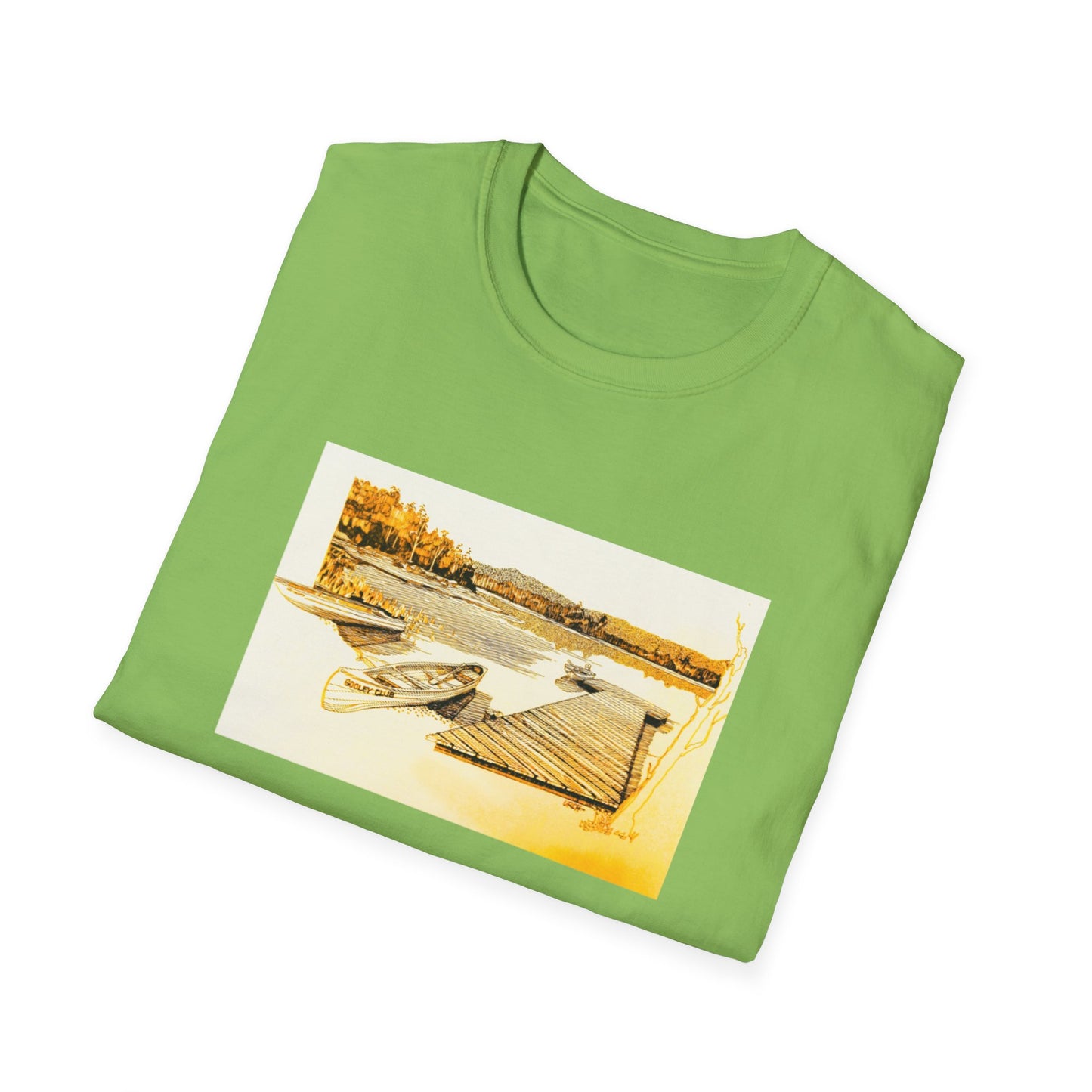 Vintage 1960s Art Tee Shirt - "Adirondack Wooded Fishing Club"