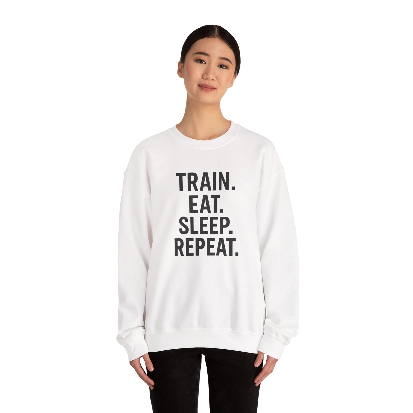 Grit Forge Athletics - "Train. Eat. Sleep. Repeat." Motivational Crewneck Sweatshirt