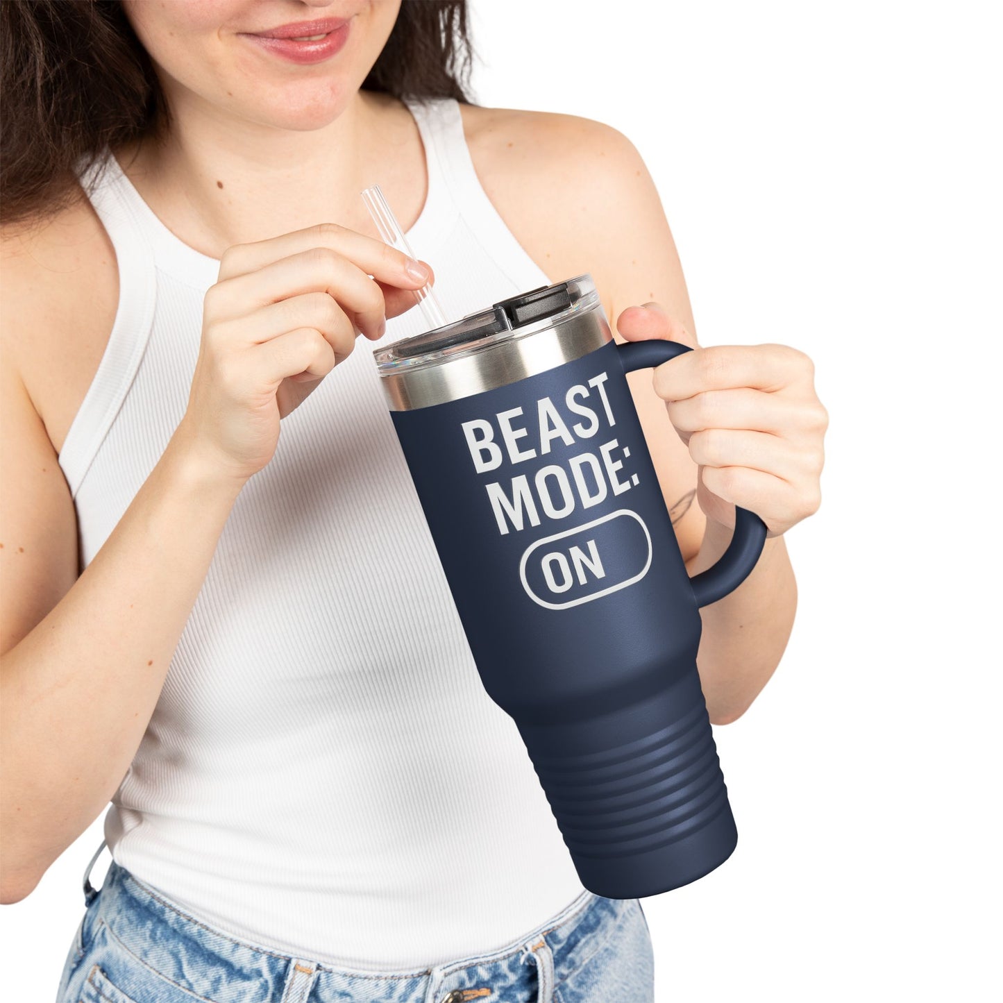 Grit Forge Athletics - Beast Mode Insulated Travel Mug | 40oz Motivational Cup for Gym Lovers, Coffee, Fitness, Sports, Adventure, Gifts