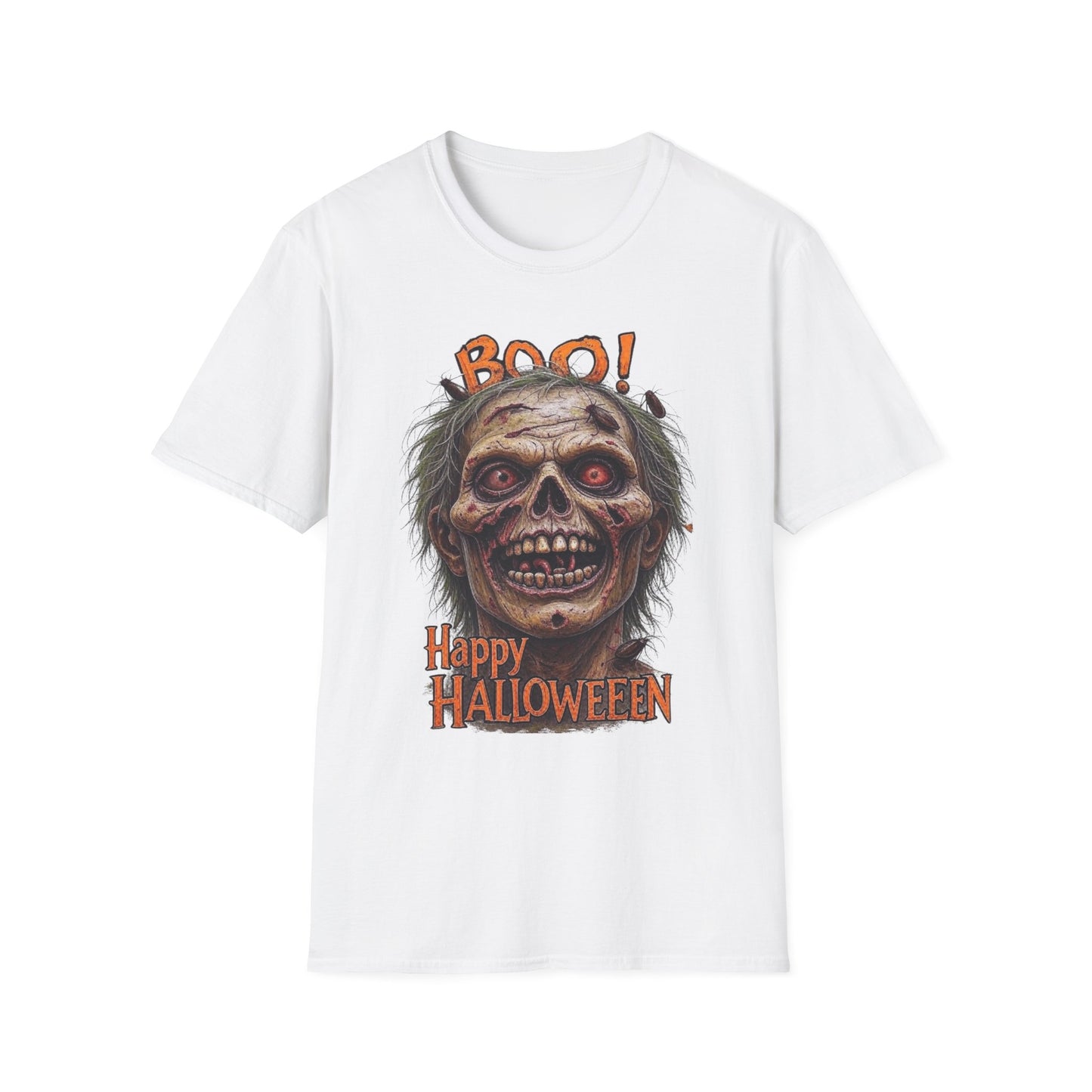 Halloween Desiccated Zombie Skull Graphic Tee-Shirt