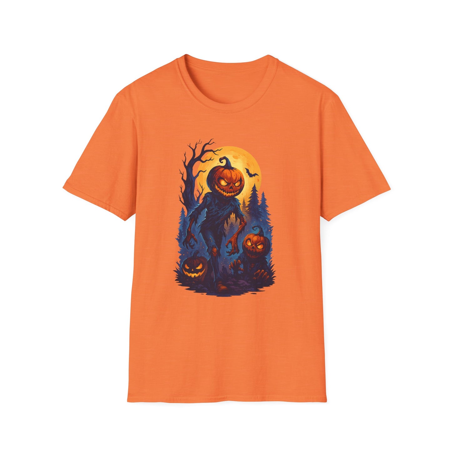 Pumpkin-Ghoul Graphic Soft-Style Halloween Tee-Shirt
