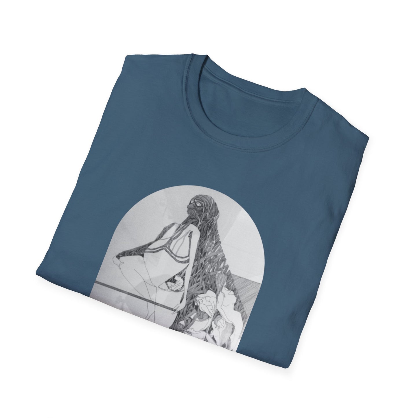 Creative and Whimsical 1960s Pen and Ink Art Tee- "Runes of Regret"