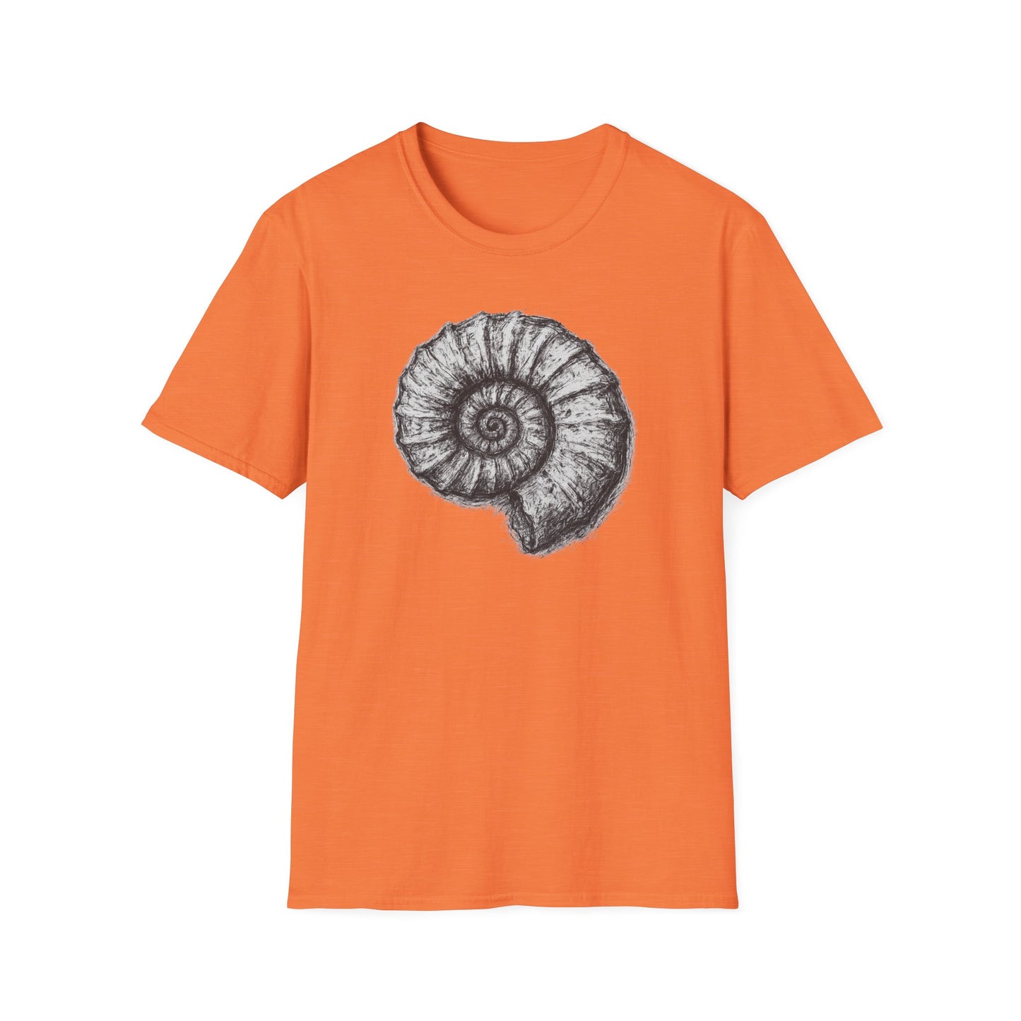 Ammonite Fossil-Inspired Graphic Tee-Shirt