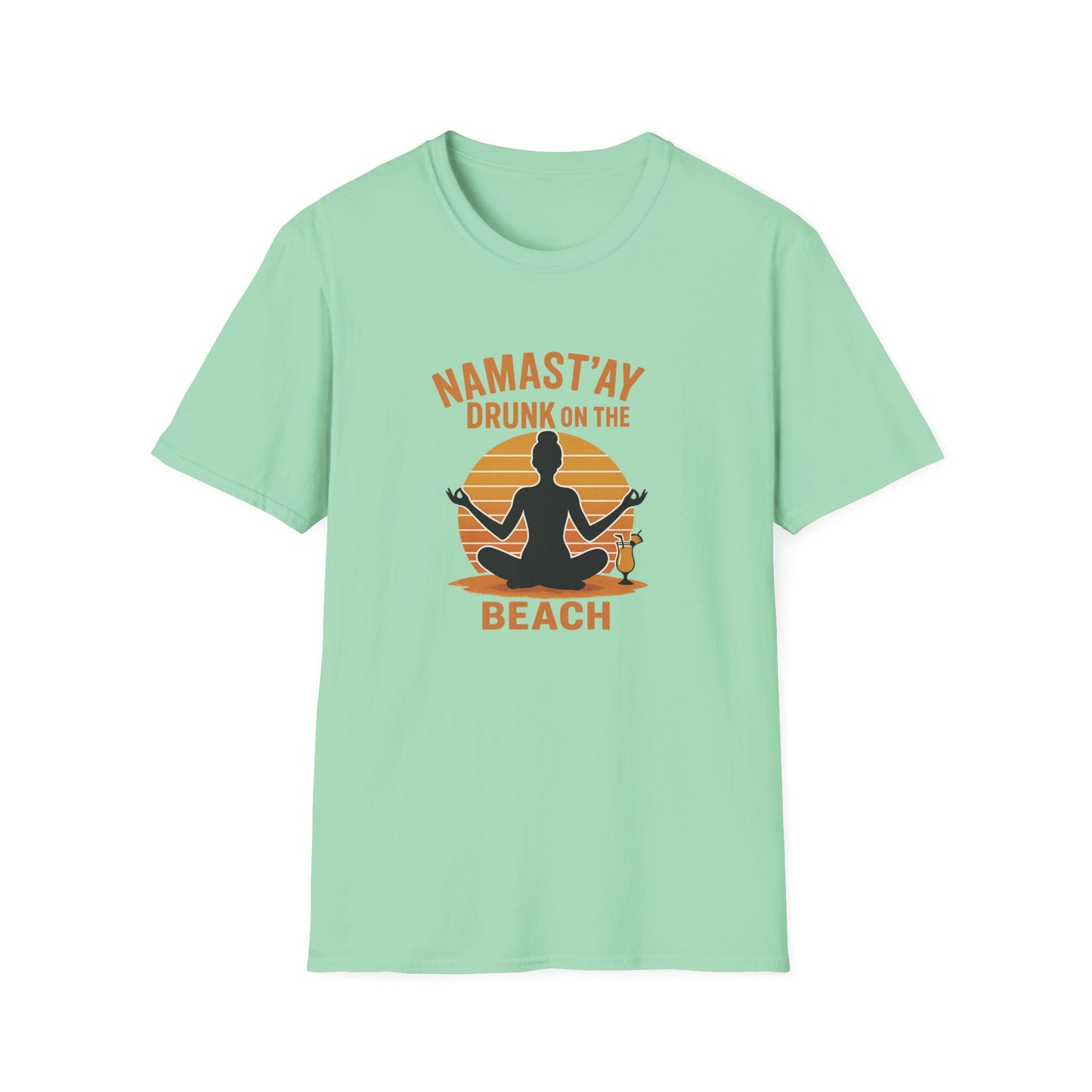 "Namast'ay Drunk on the Beach" Comedic Party Tee-Shirt