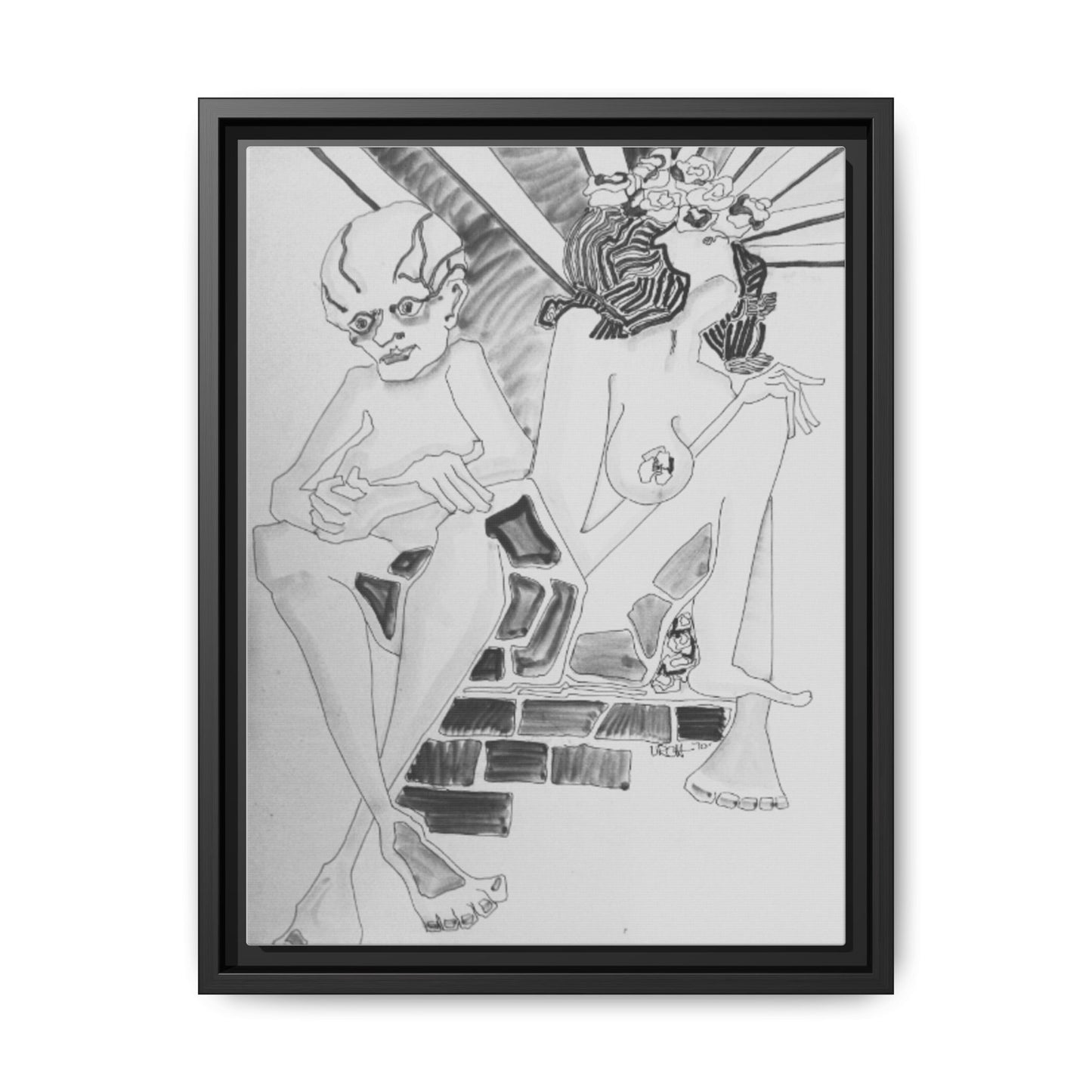 Authentic 1960s Pen & In Artwork - "Quest for a Smile"