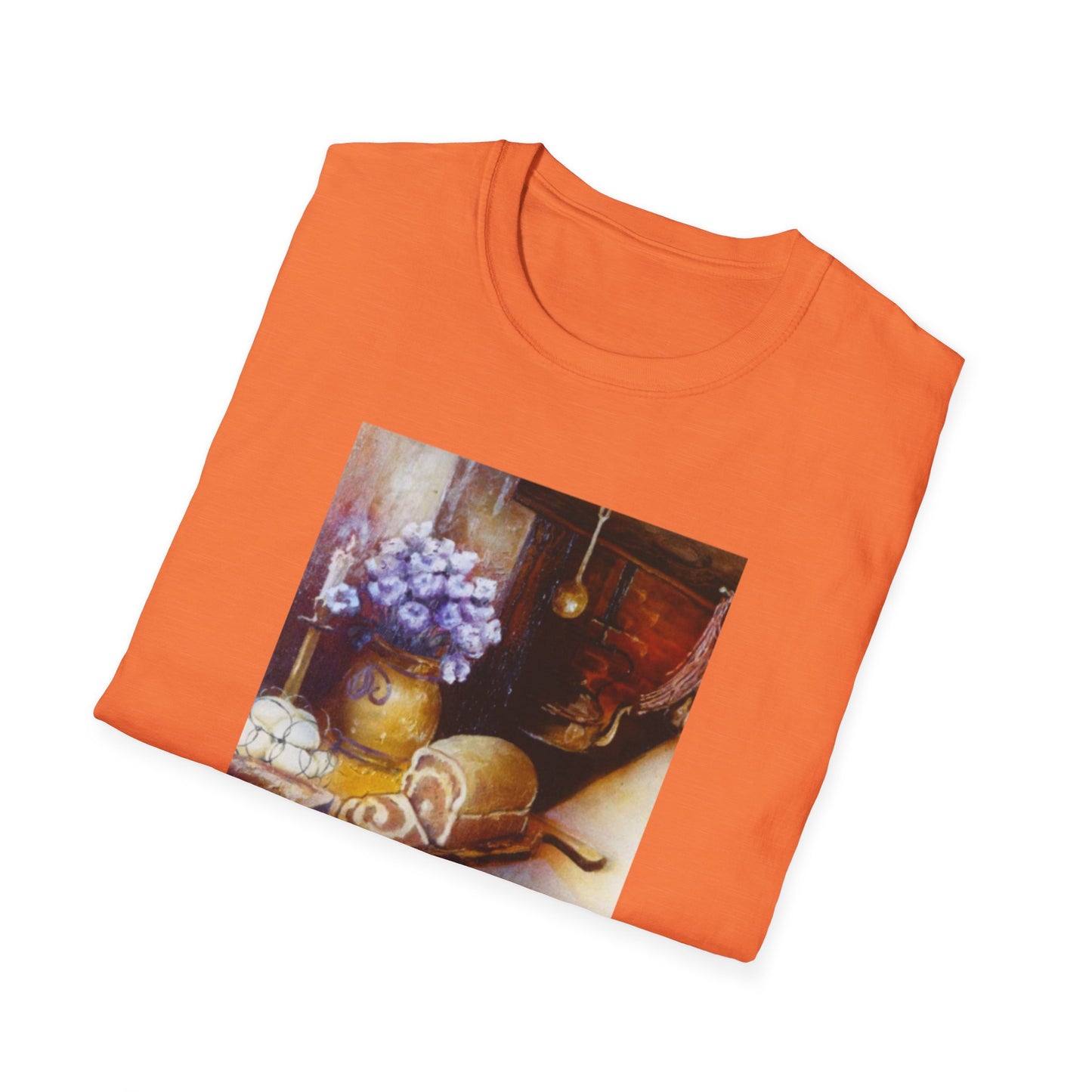 Charming 1960s-Era Original Art Tee Shirt - "Countryside Hearth"