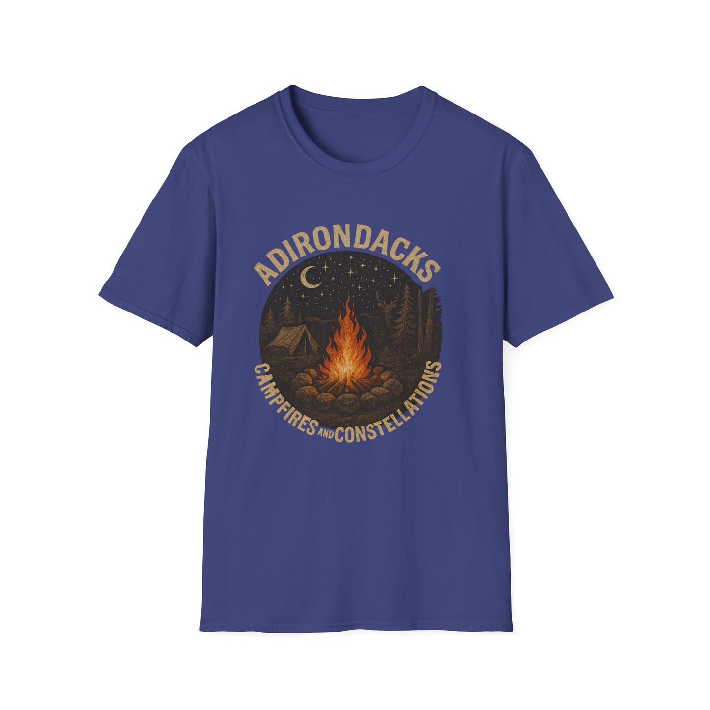 Adirondacks Outdoorsman Softstyle Tee-Shirt - "Campfires and Constellations"