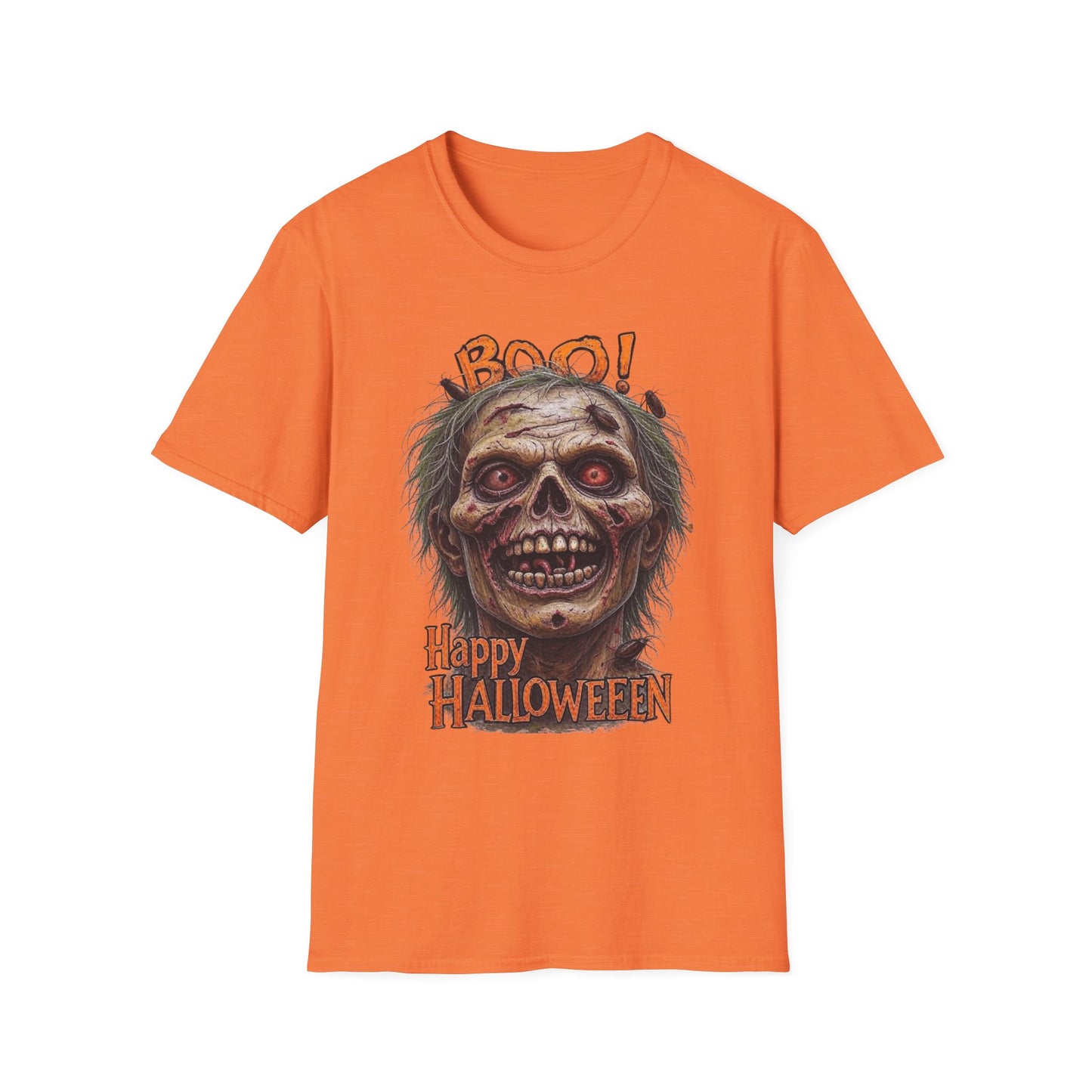 Halloween Desiccated Zombie Skull Graphic Tee-Shirt