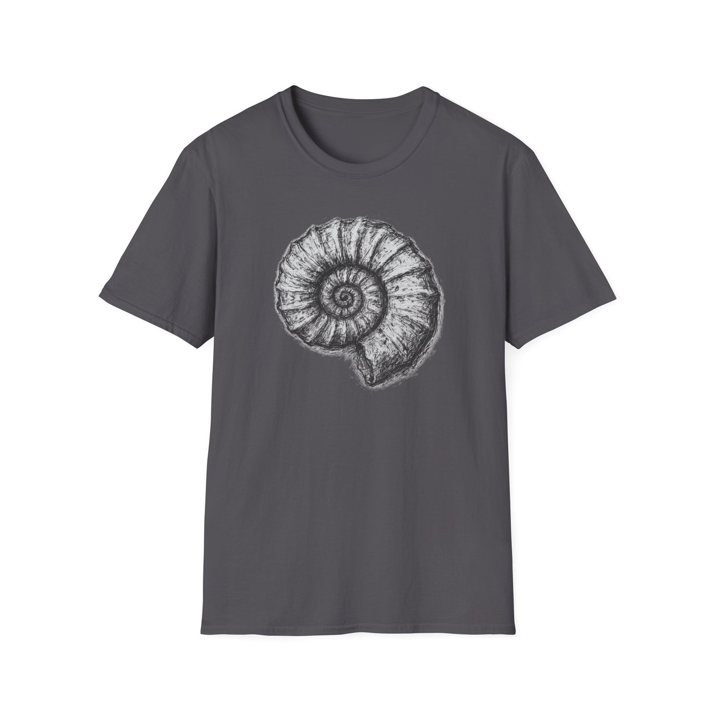 Ammonite Fossil-Inspired Graphic Tee-Shirt