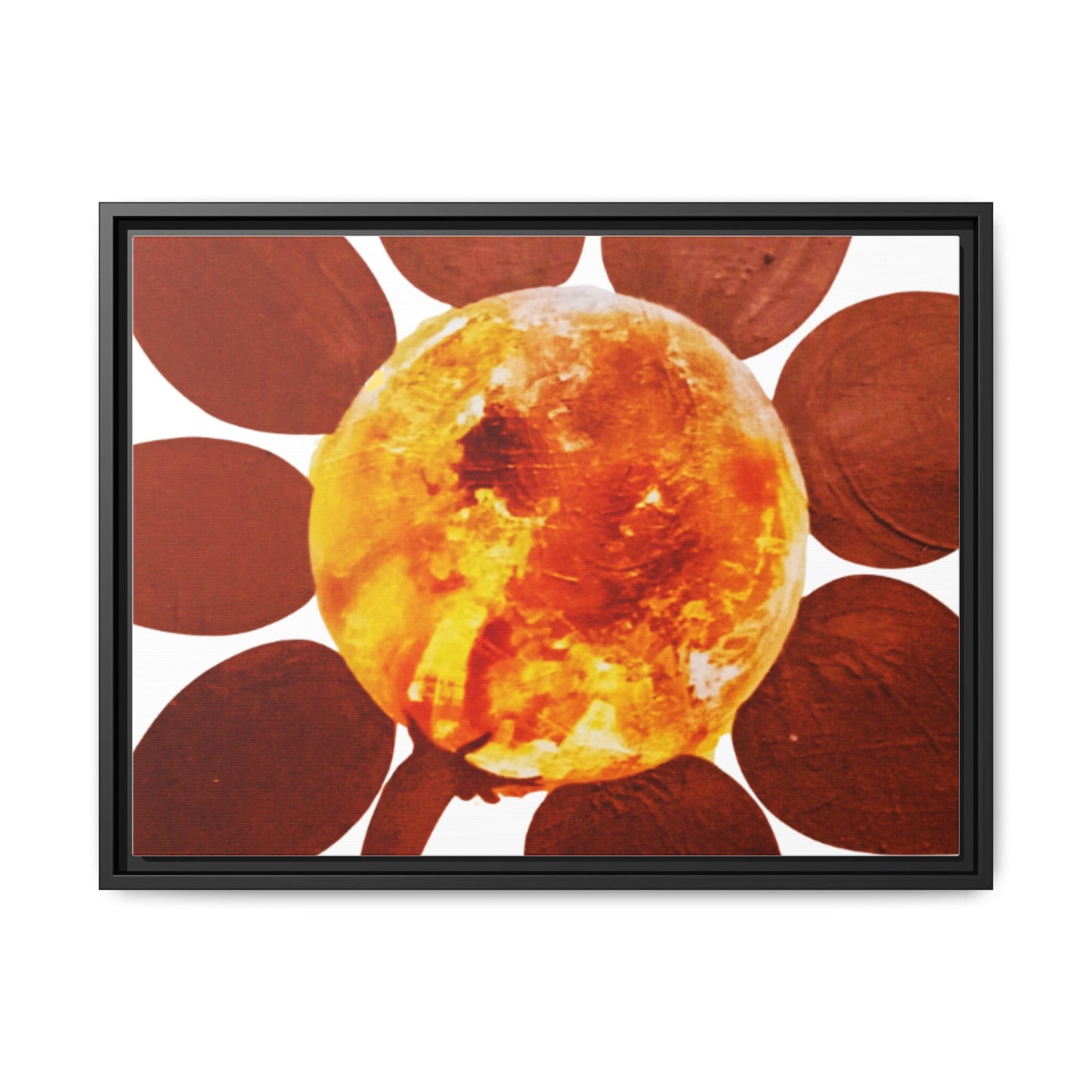 Framed Flower Canvas 1960s Original Art Print - "Sol, Cradle of Life"