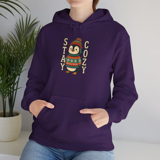 Hoodie — 'Stay Cozy' Penguin Holiday Pullover