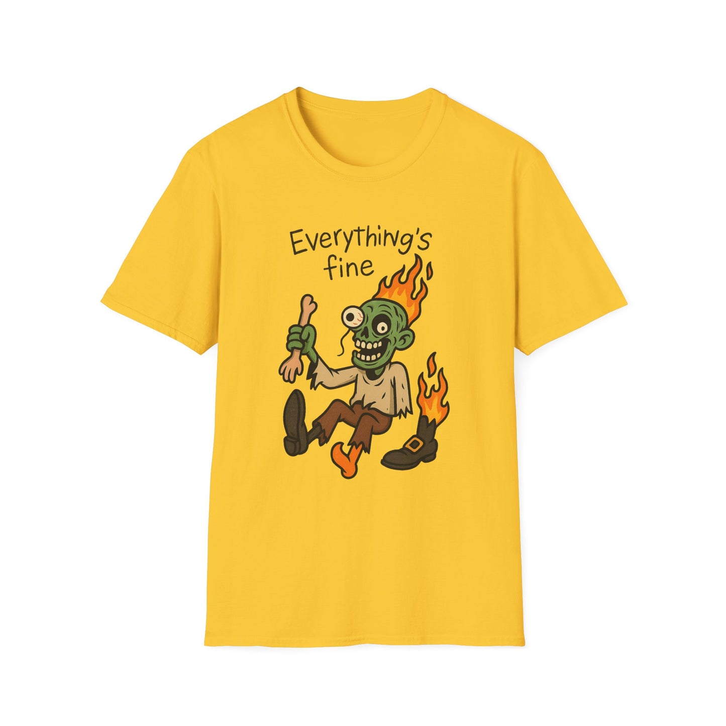 Humorous Halloween Ghoul Graphic Tee Shirt - "Everything's Fine", when it's not