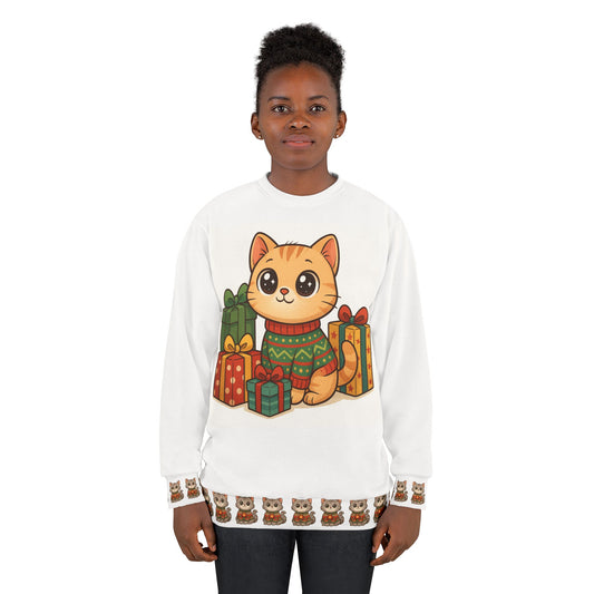 Unisex Christmas Kitty Sweatshirt (AOP)