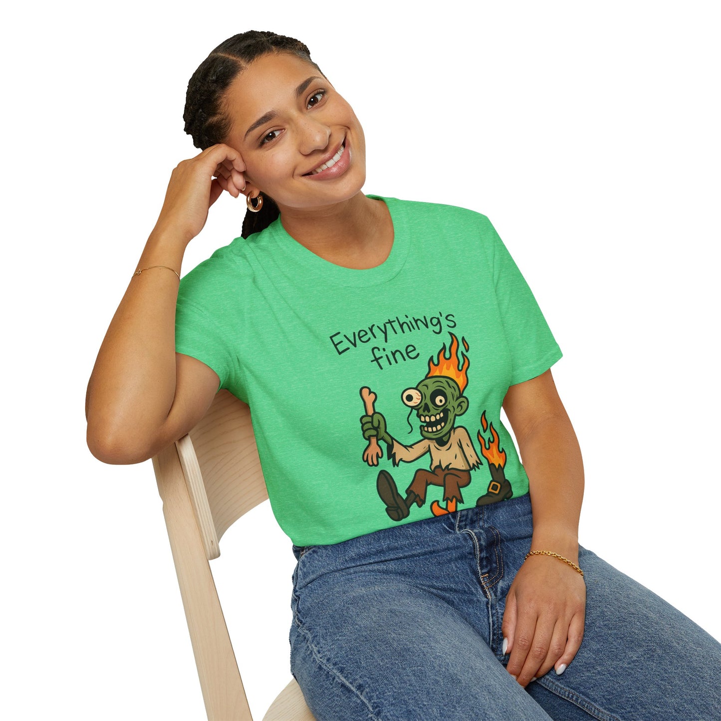 Humorous Halloween Ghoul Graphic Tee Shirt - "Everything's Fine", when it's not