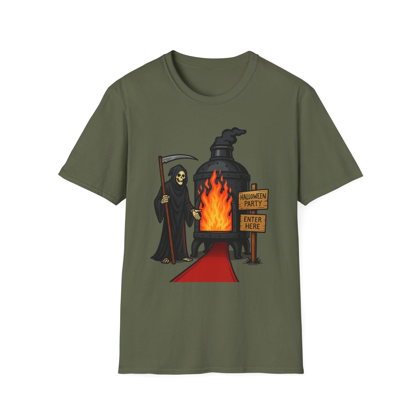 Grim Reaper Halloween Party Comedic Tee-Shirt