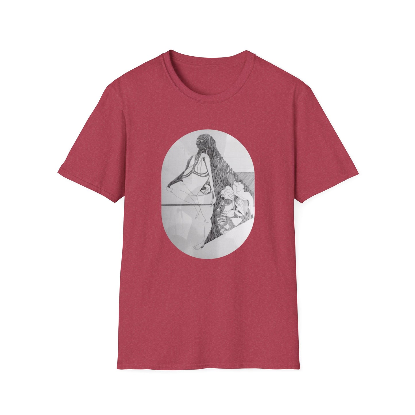 Creative and Whimsical 1960s Pen and Ink Art Tee- "Runes of Regret"