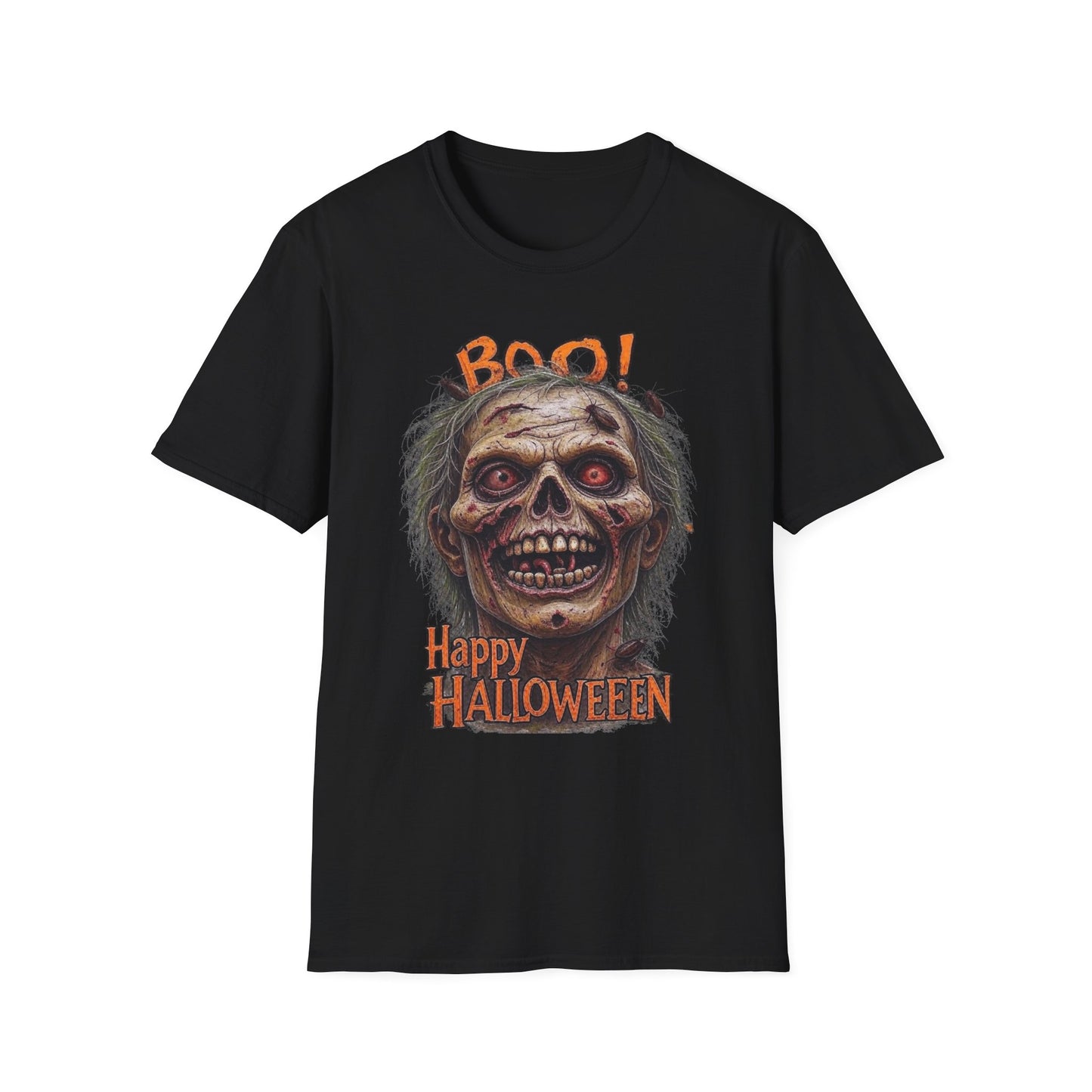 Halloween Desiccated Zombie Skull Graphic Tee-Shirt