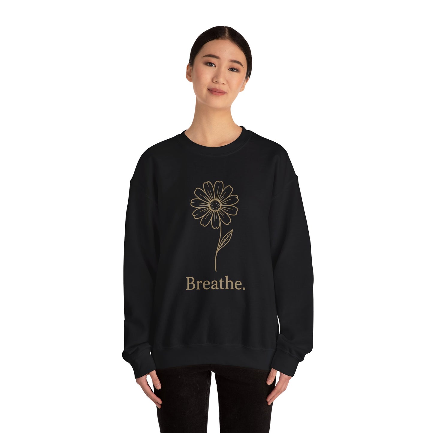 Breathe Floral Relaxed Fit Inspirational Crewneck Sweatshirt