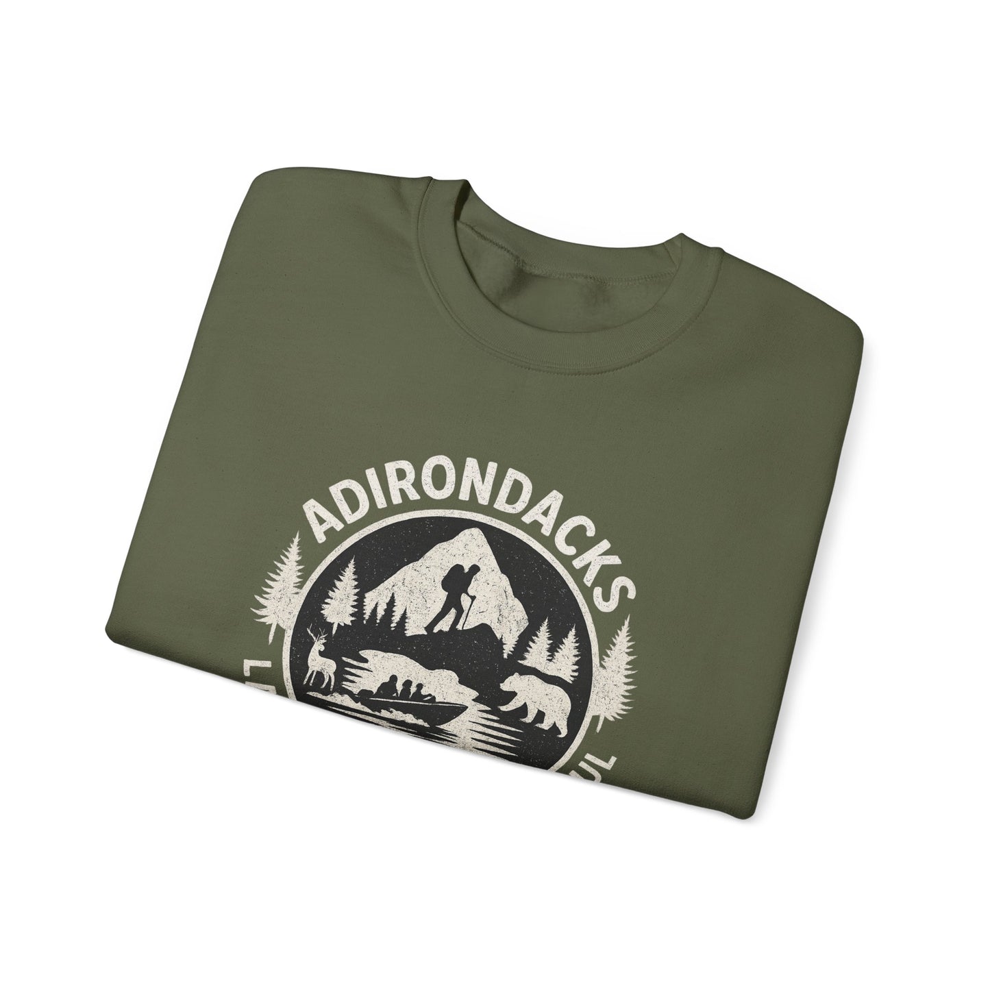 Cozy Adirondack Lake Life Crewneck Sweatshirt - "Lake Life, Mountain Soul"