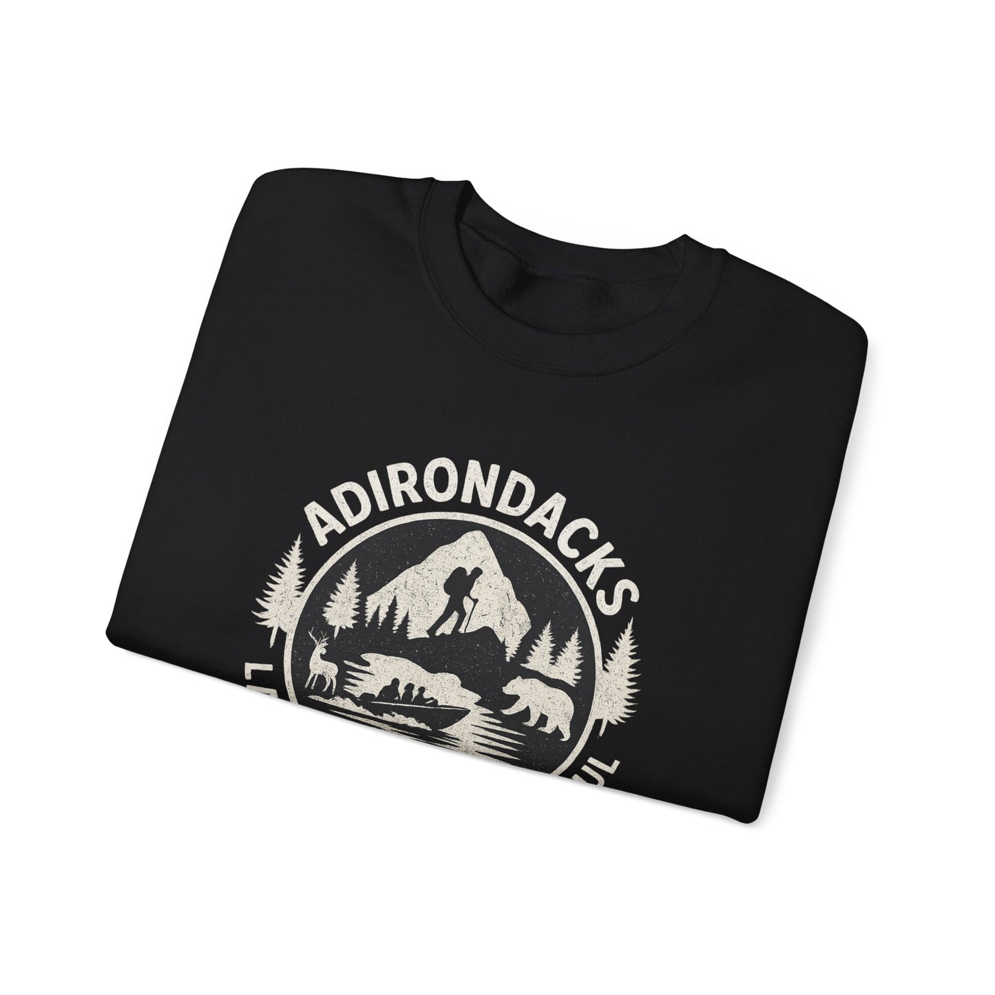 Cozy Adirondack Lake Life Crewneck Sweatshirt - "Lake Life, Mountain Soul"