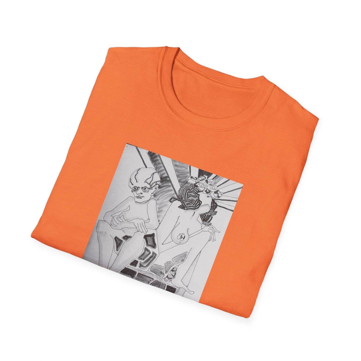 Authentic 1960s Pen and Ink Graphic Tee-Shirt - "Quest for a Smile"