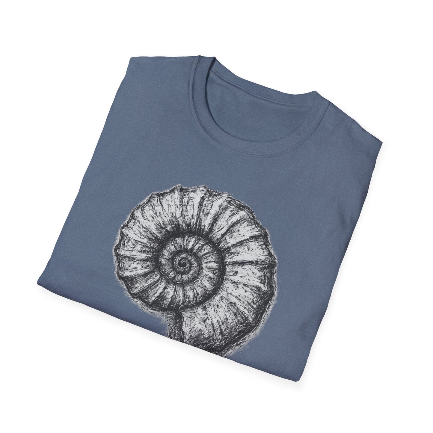 Ammonite Fossil-Inspired Graphic Tee-Shirt