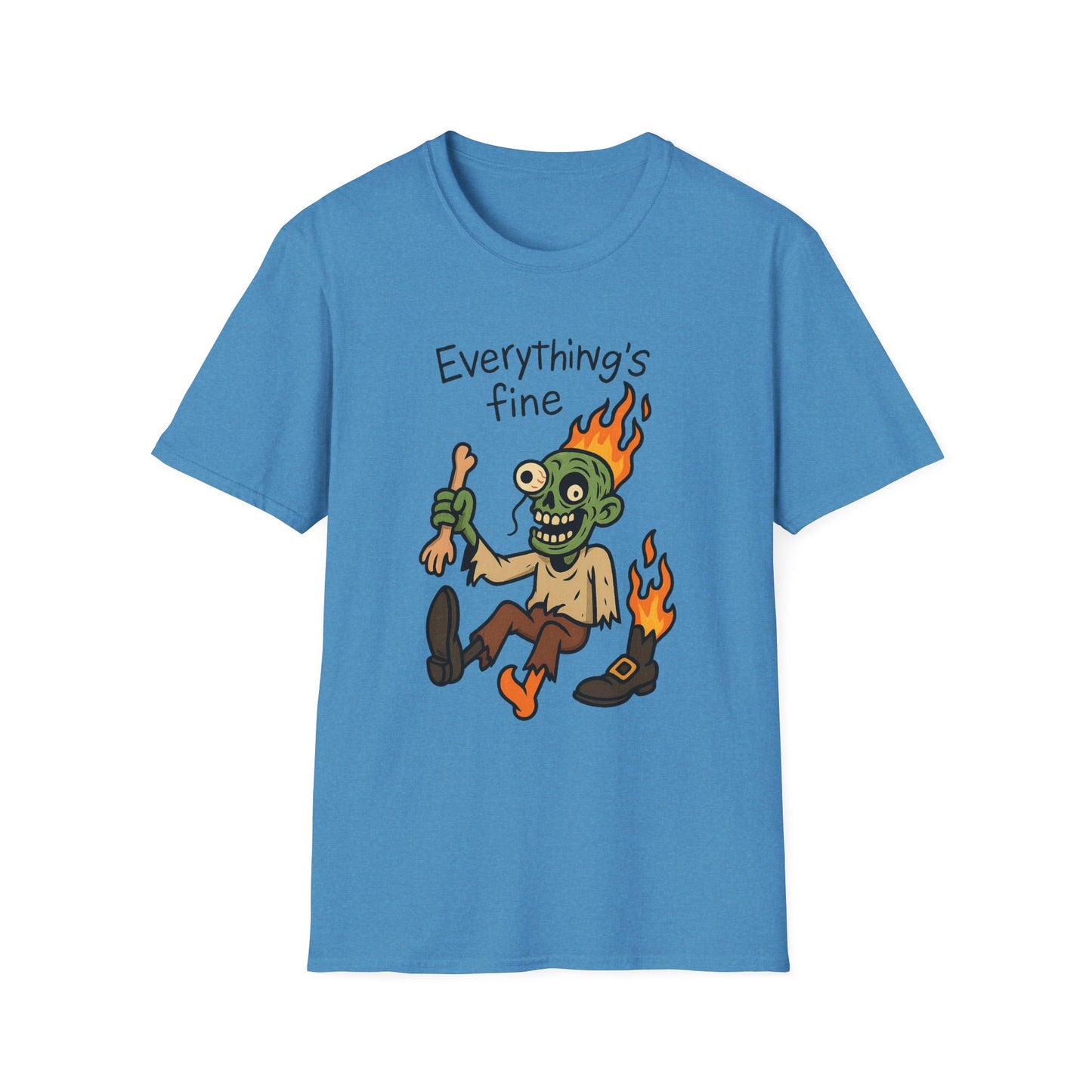 Humorous Halloween Ghoul Graphic Tee Shirt - "Everything's Fine", when it's not