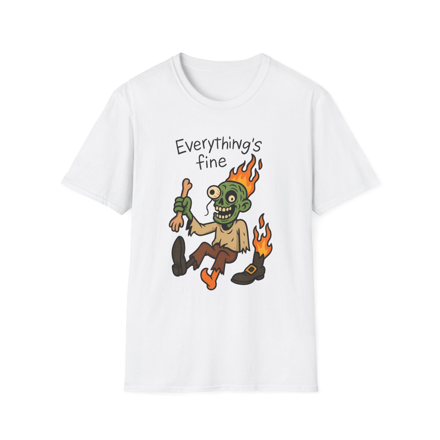 Humorous Halloween Ghoul Graphic Tee Shirt - "Everything's Fine", when it's not
